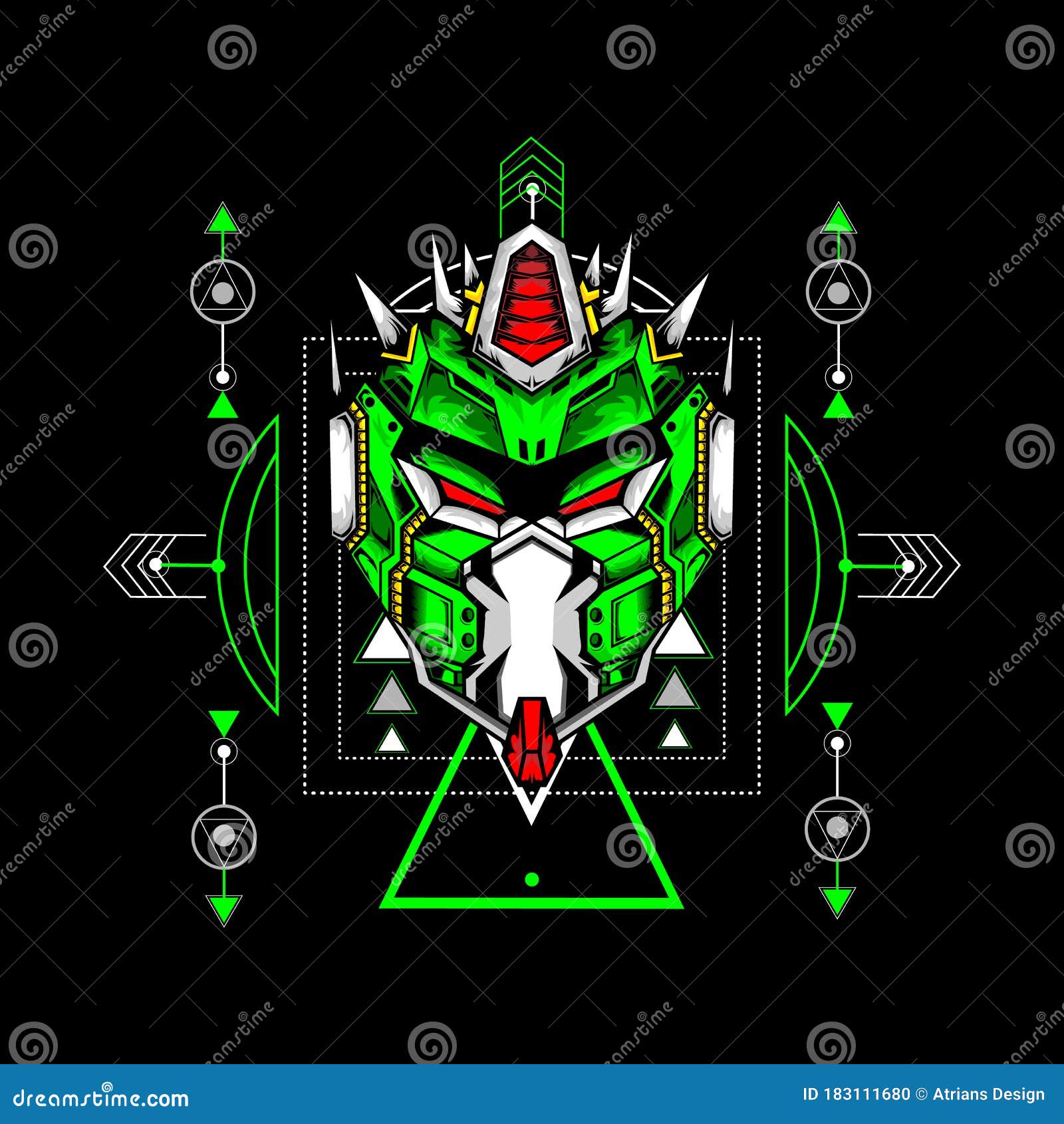 Robot Head With Sacred Background Can Use For Gaming Logo E Sport T Shirt Editable Stock Vector Illustration Of Electric Gaming