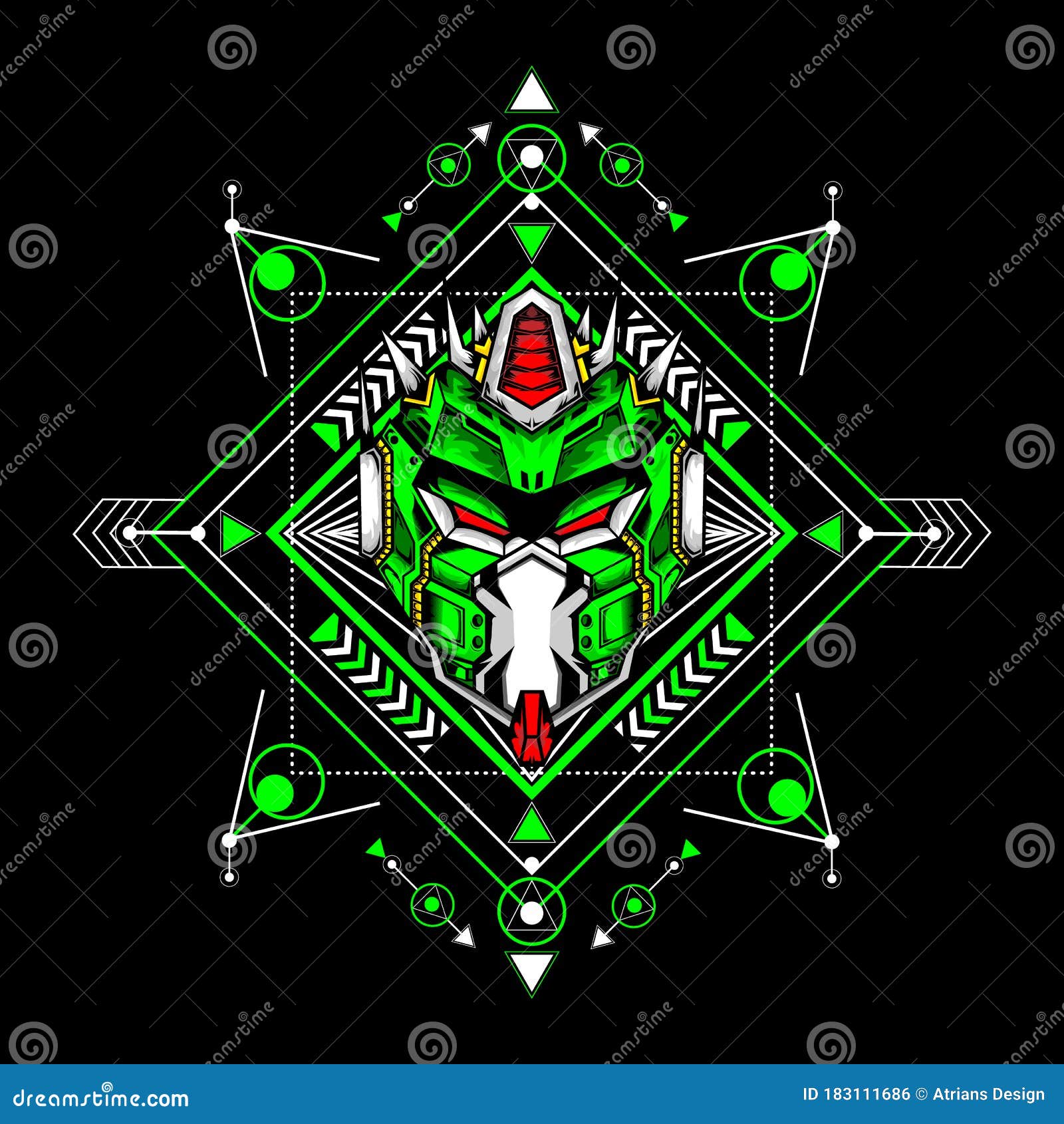 Robot Head With Sacred Background Can Use For Gaming Logo E Sport T Shirt Editable Stock Vector Illustration Of Editable Computer