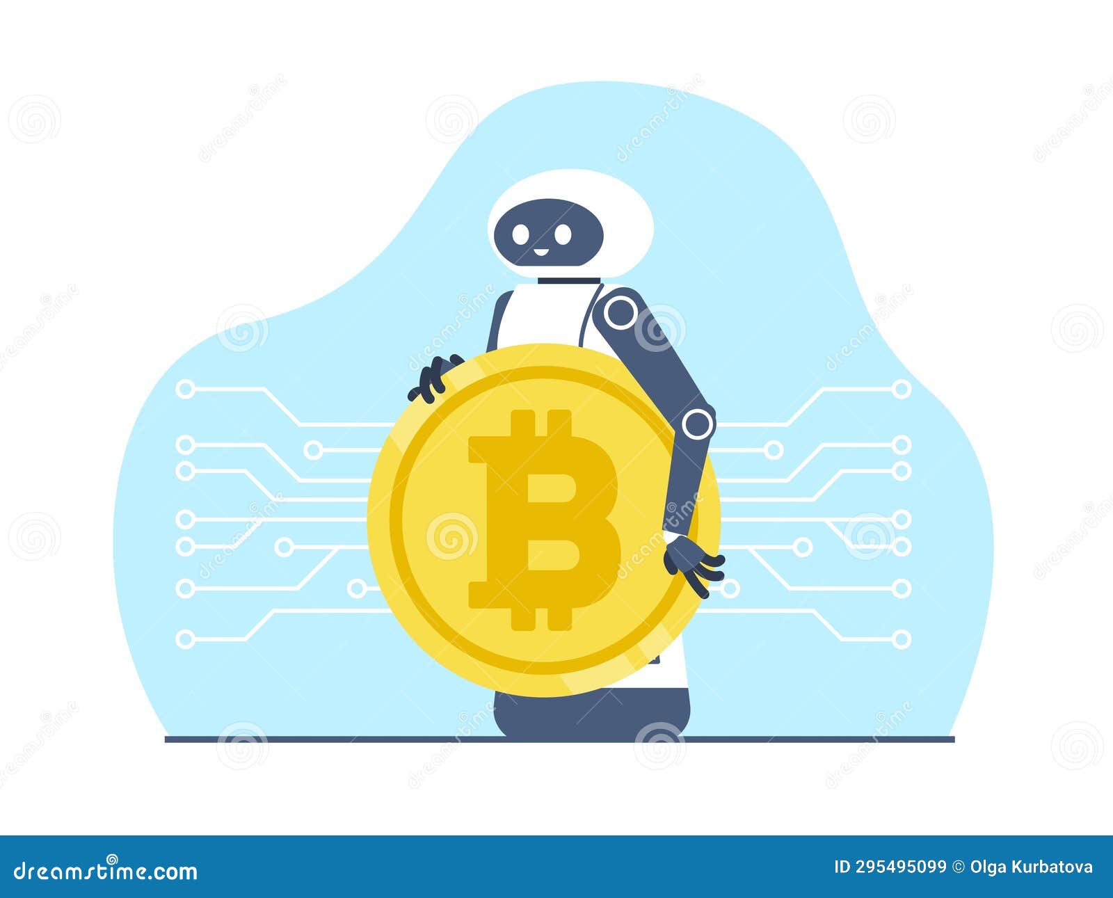 Robot Holds Bitcoin, Cryptocurrency. Money Mining Passive Income Earnings Artificial  Intelligence Stock Vector - Illustration of investment, character: 295495099