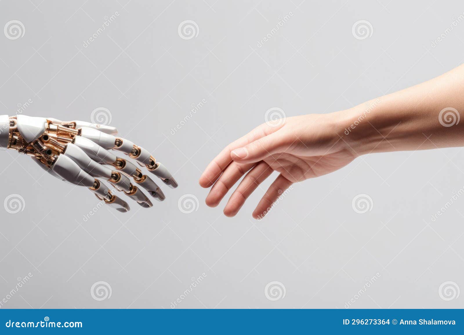 robot and human hand reaching towards each other