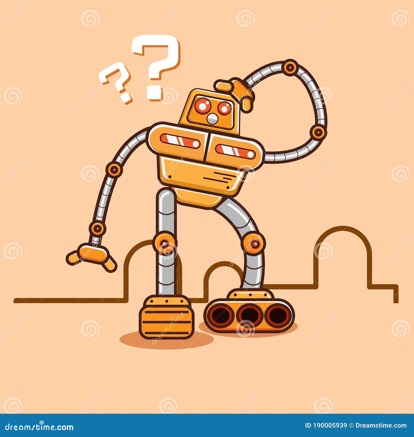 Robot Lindo Confundido Con Ilustración De Dibujos Animados Vectores De Mascota Signo De Interrogación Ilustración del - Ilustración de ayuda, futurista: 190005939