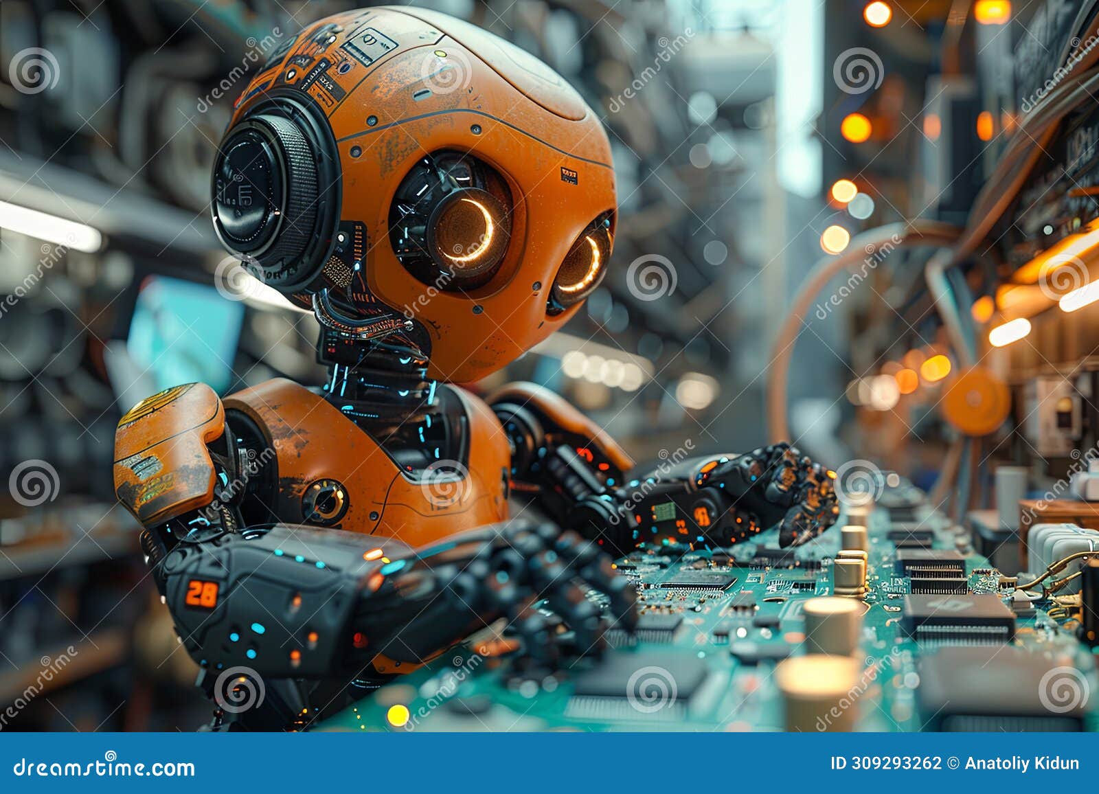 A Robot with a Pcb in Its Hands is Working on a Circuit Board, Uhd ... Circuit Diagram
