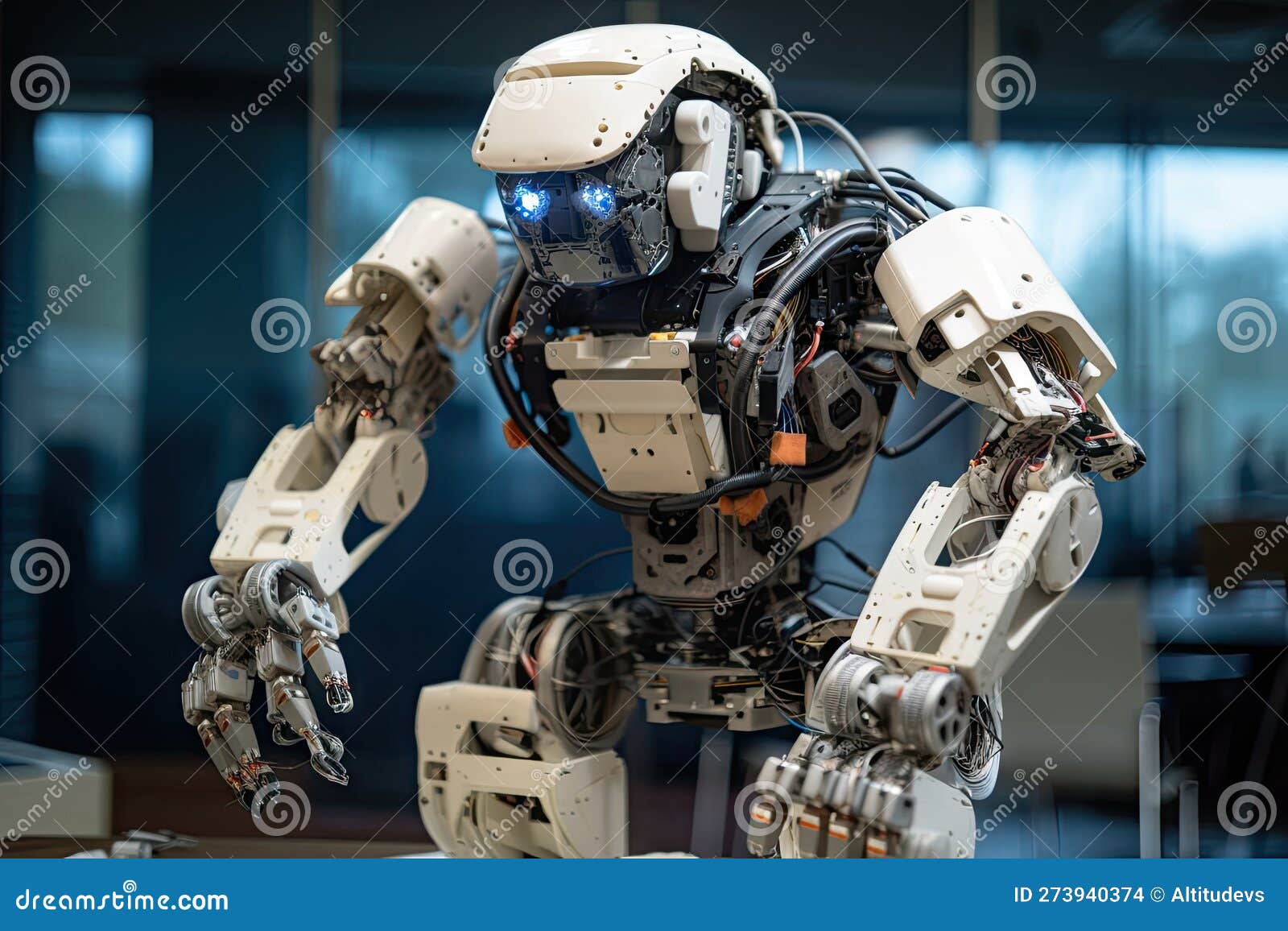 A Robot Performs Precise Movements, Programmed in Simulation Stock