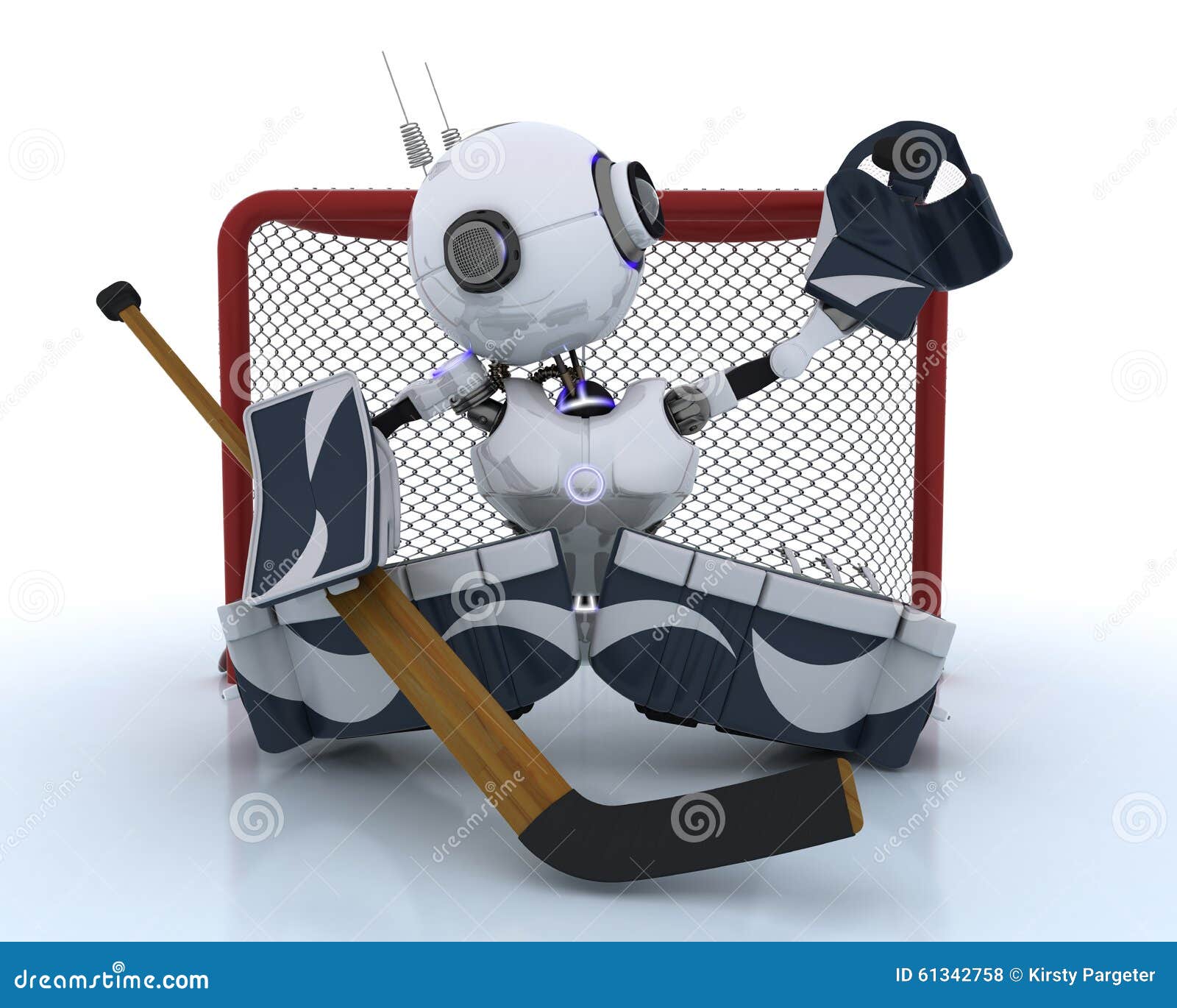 robot playing ice hockey