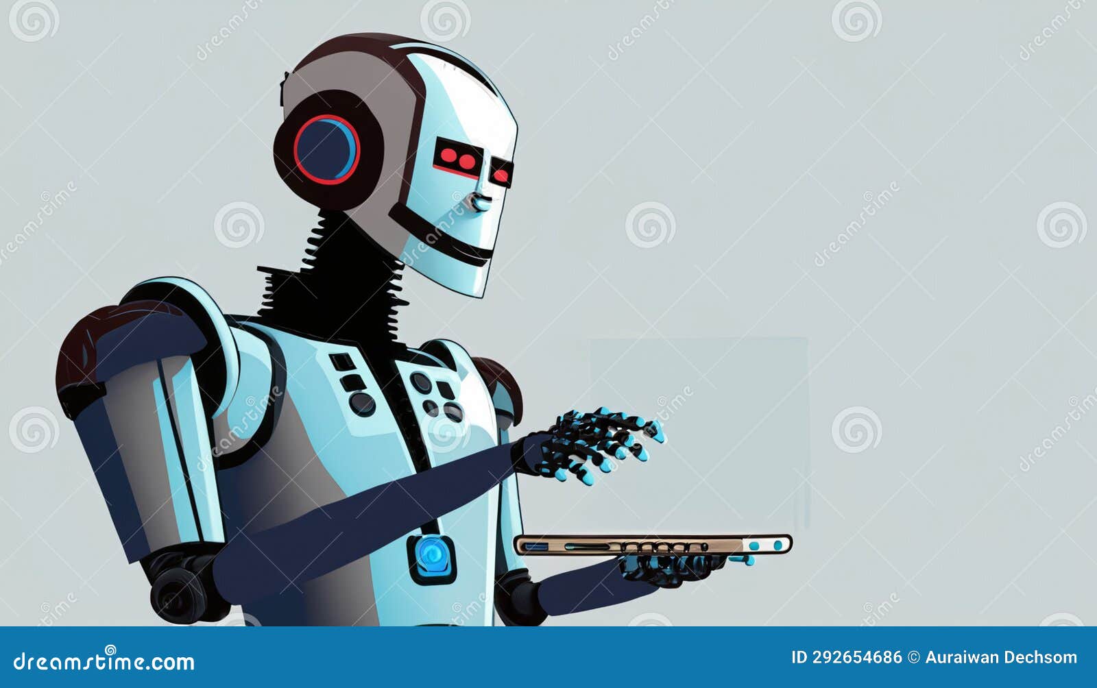 robot playing phone. ai generated