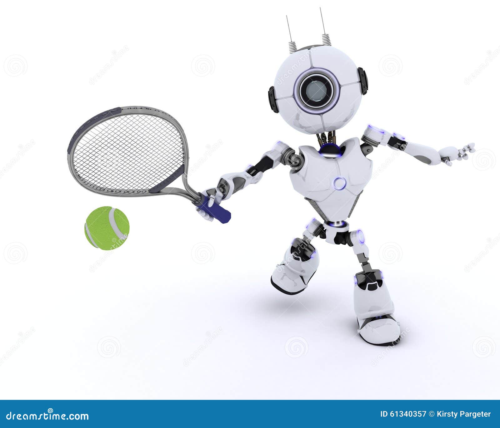 Robot playing tennis stock illustration. Illustration of forehand