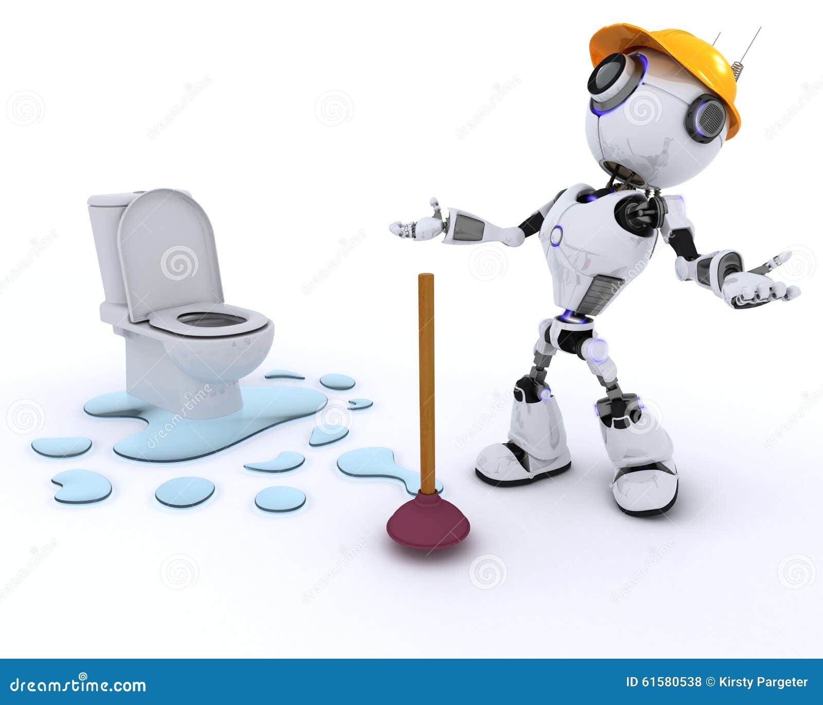 Robot Robot Plumber Fixing A Leak Stock Photo 61580538