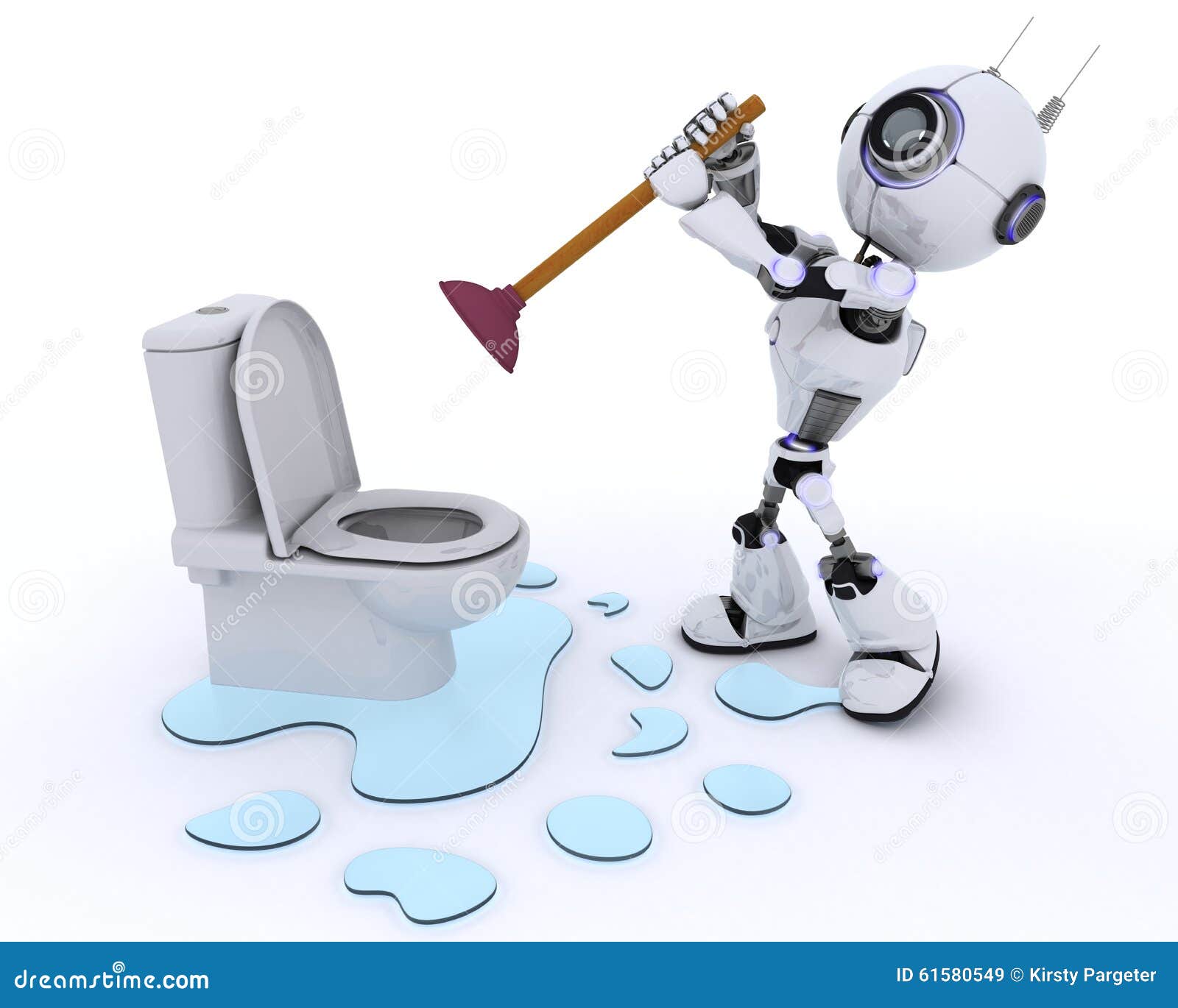 Robot Robot Plumber Fixing a Leak Stock Illustration Illustration of