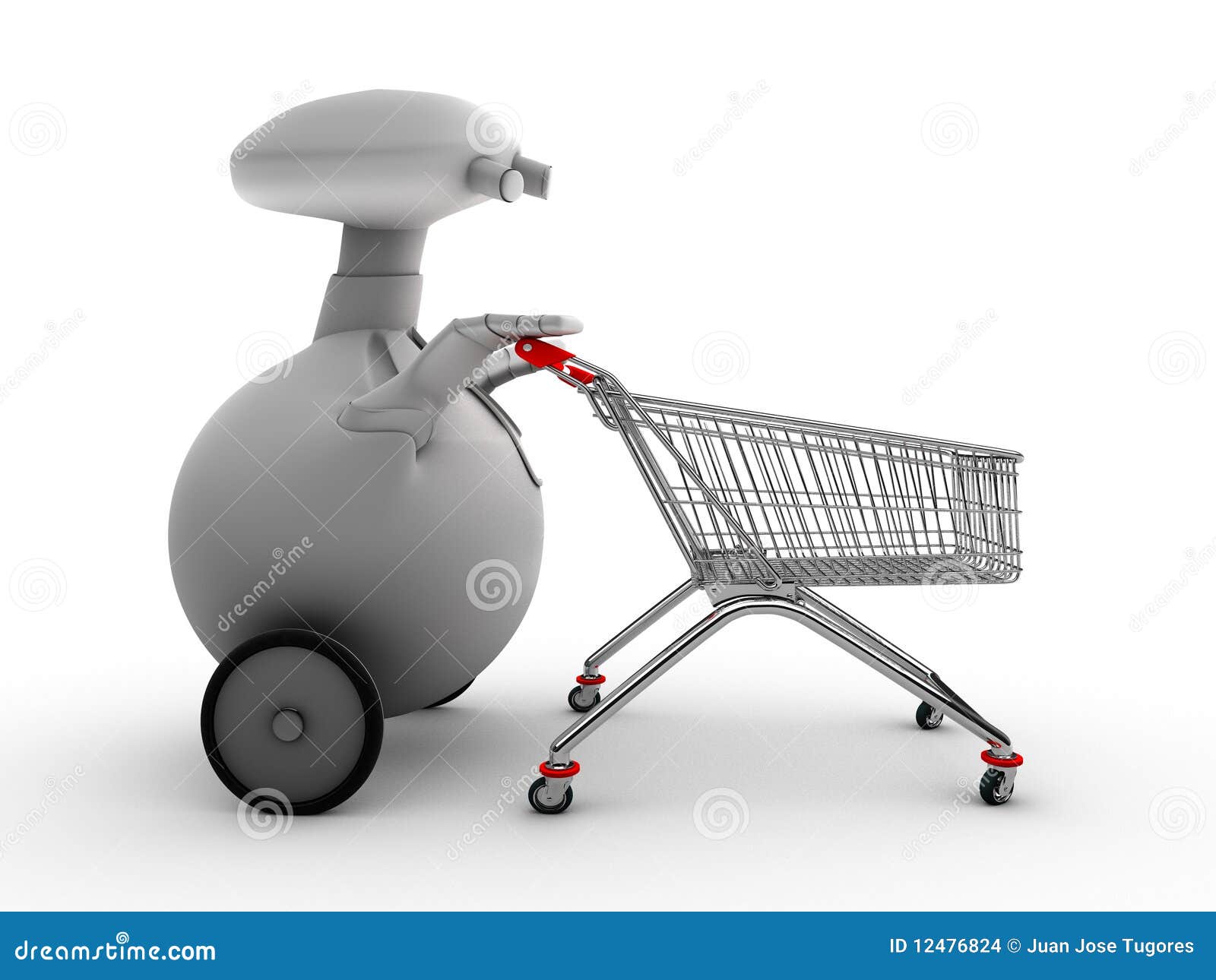 Robot with Shopping Trolley Stock Illustration - Illustration of shopping, wheeled: