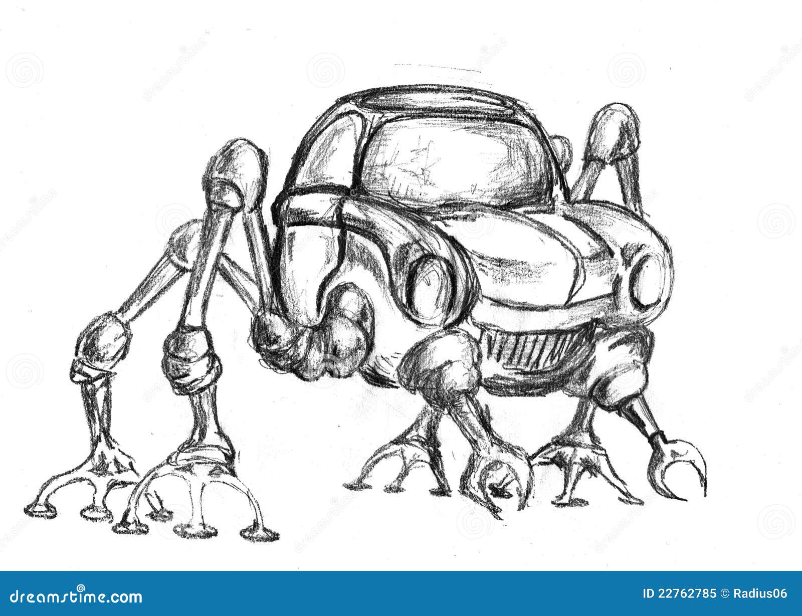 Elementary Cyborg Robot Car (Original Pencil Drawing by ACCI)