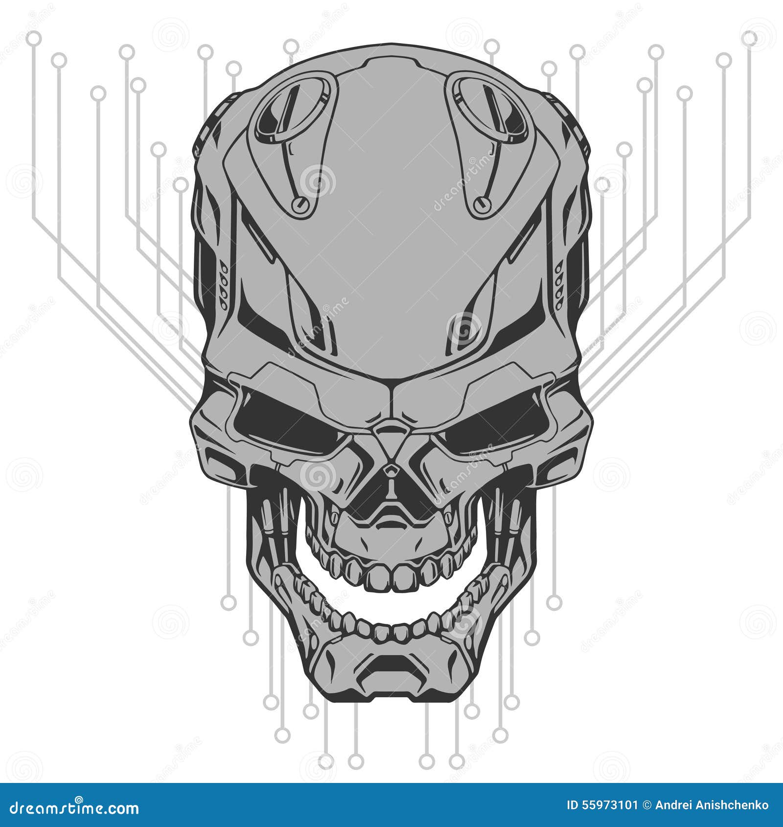 tyv Staple Thanksgiving Robot skull illustration stock vector. Illustration of black - 55973101