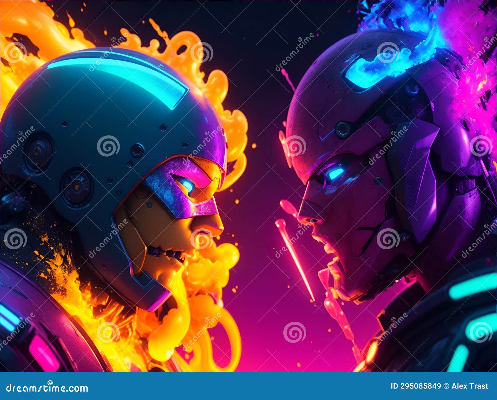 Robot Standoff. AI Generated Stock Illustration Illustration of