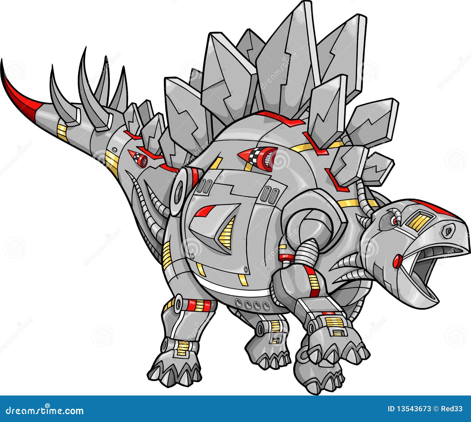 ILLUSTRATION ROBOT DINOSAUR REX ET ÉCLAIRAGE : image vectorielle de stock  (libre de droits) 2066178338