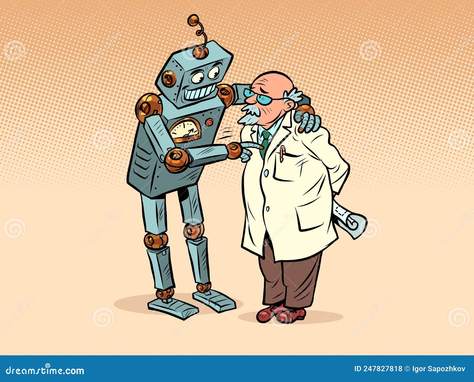 The Robot Talks To the Professor, Artificial Intelligence and the Human Mind. Two Friends Stock Vector - Illustration of science, scifi: 247827818 The Robot Talks To the Professor, Artificial Intelligence and the Human Mind. Two Friends Stock Vector - Illustration of science, scifi: 247827818