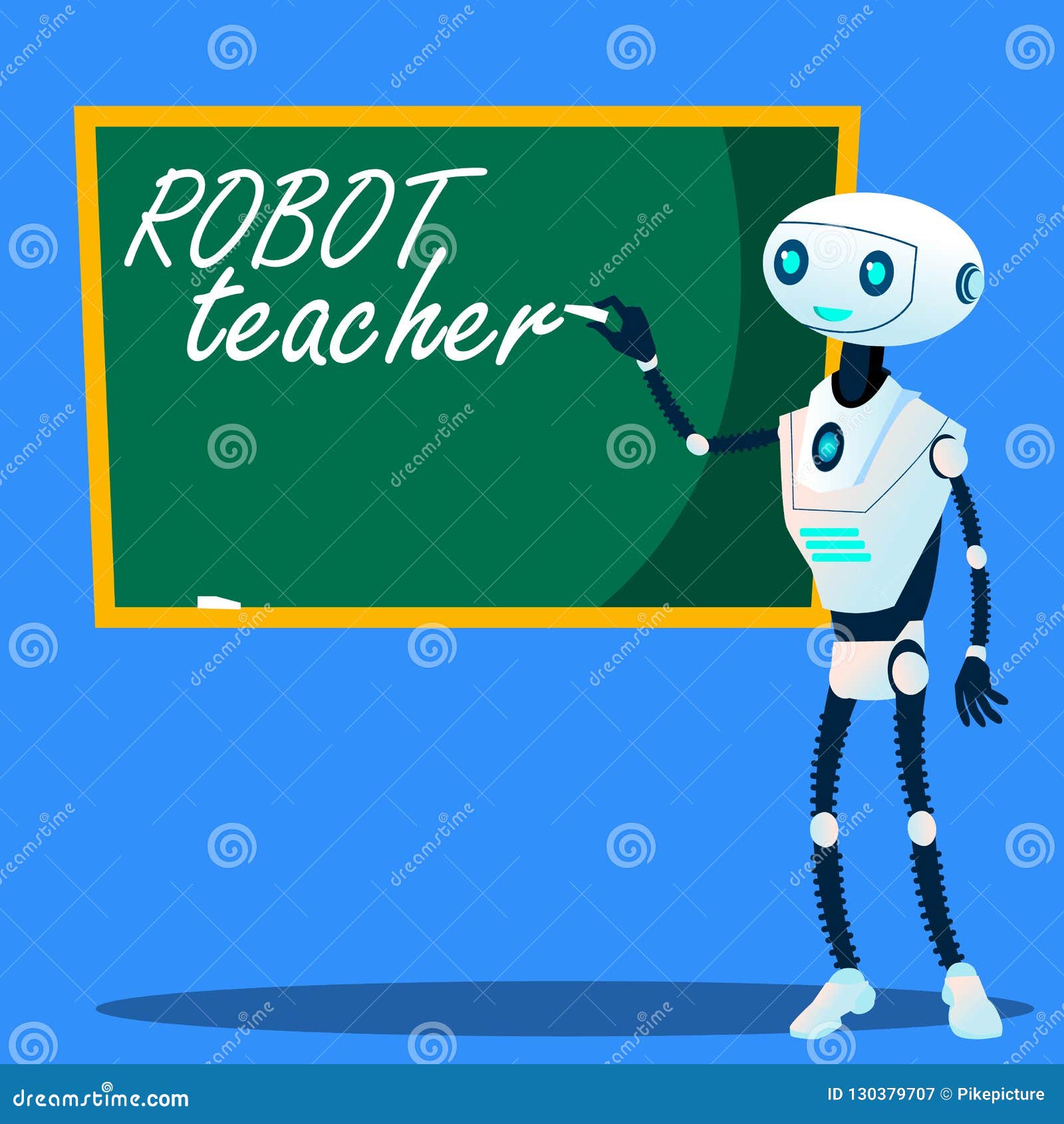 Robot Teacher Writes on Blackboard Vector. Isolated Illustration Stock  Vector - Illustration of class, engineering: 130379707