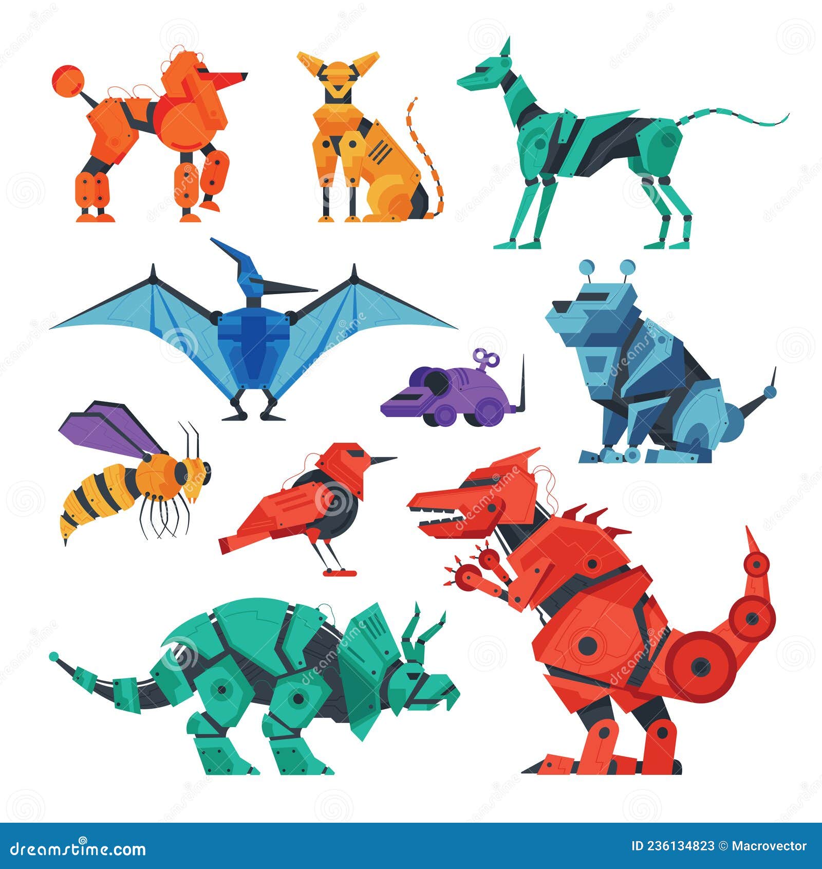 Robot Toy Animals Collection Stock Vector - Illustration of computer,  mechanic: 236134823