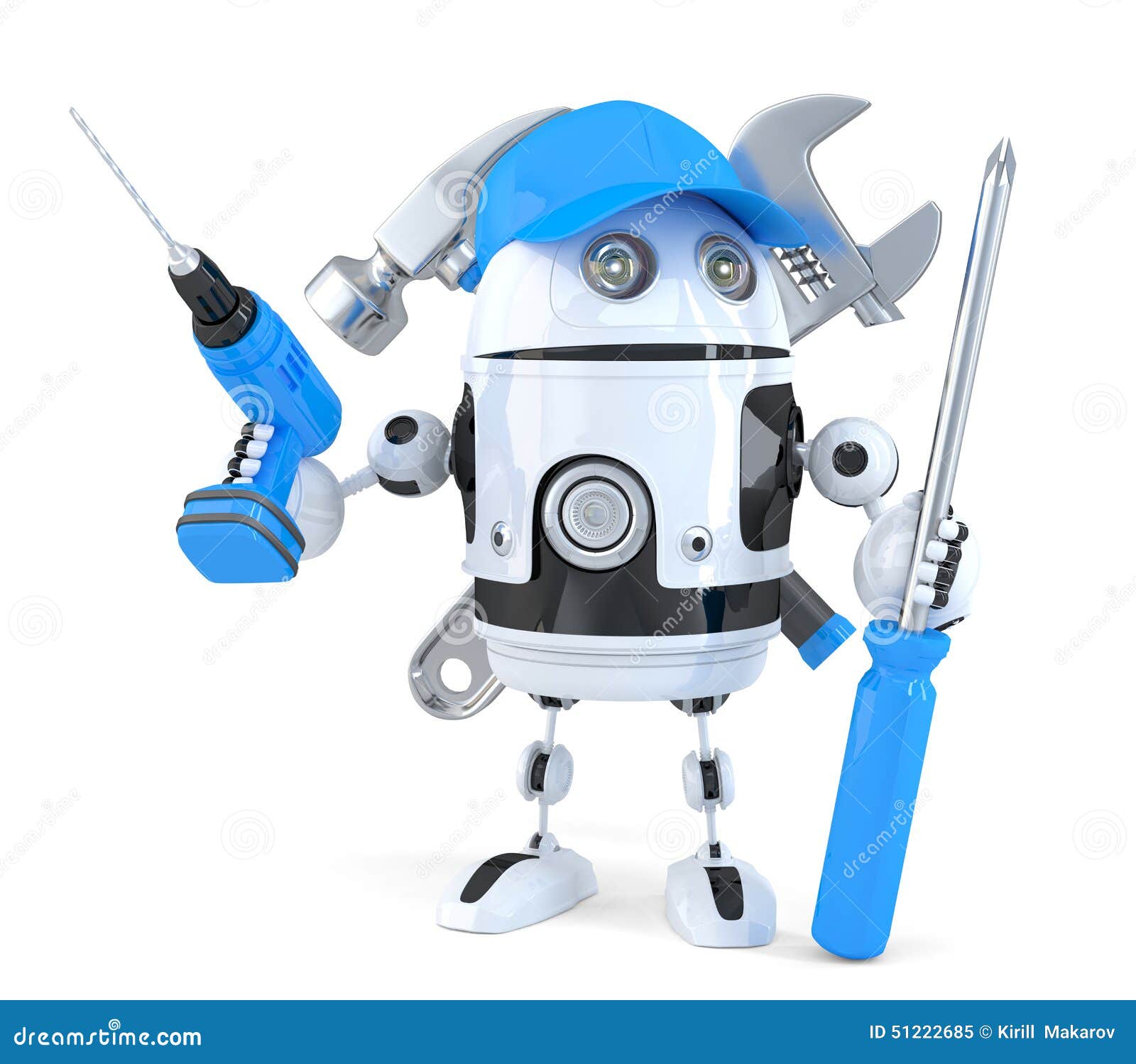 robot with various tools. technology concept. . contains clipping path