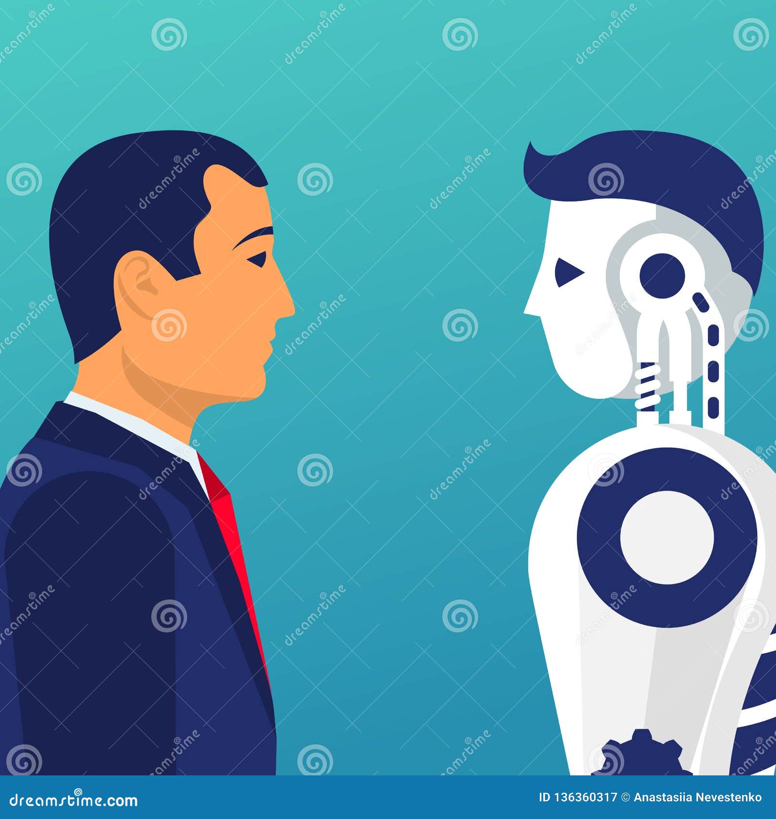 Robot Vs Human. Versus Concept Stock Vector - Illustration of manager ...