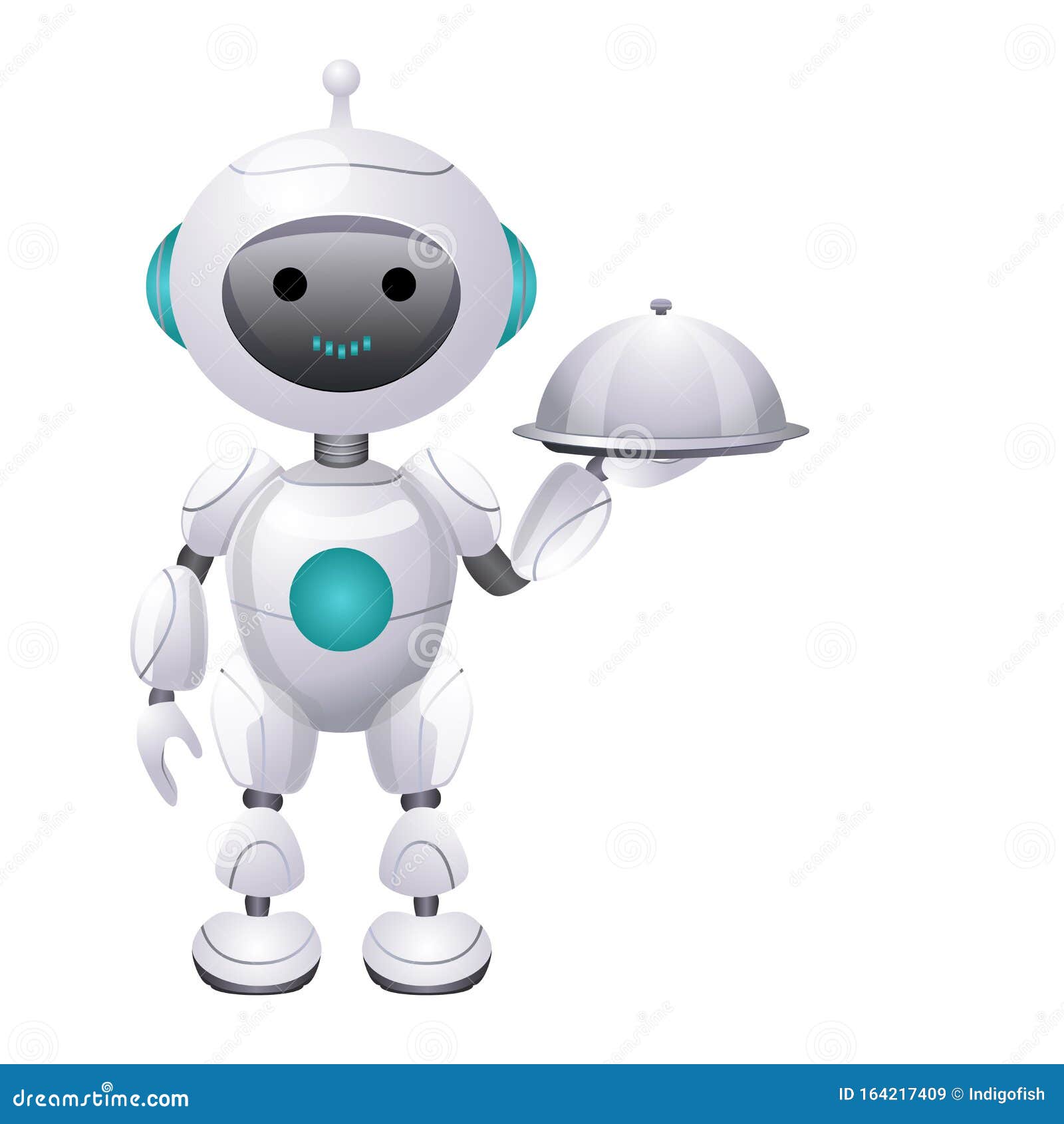 Robot Waiter Cartoon Vector | CartoonDealer.com #35065403