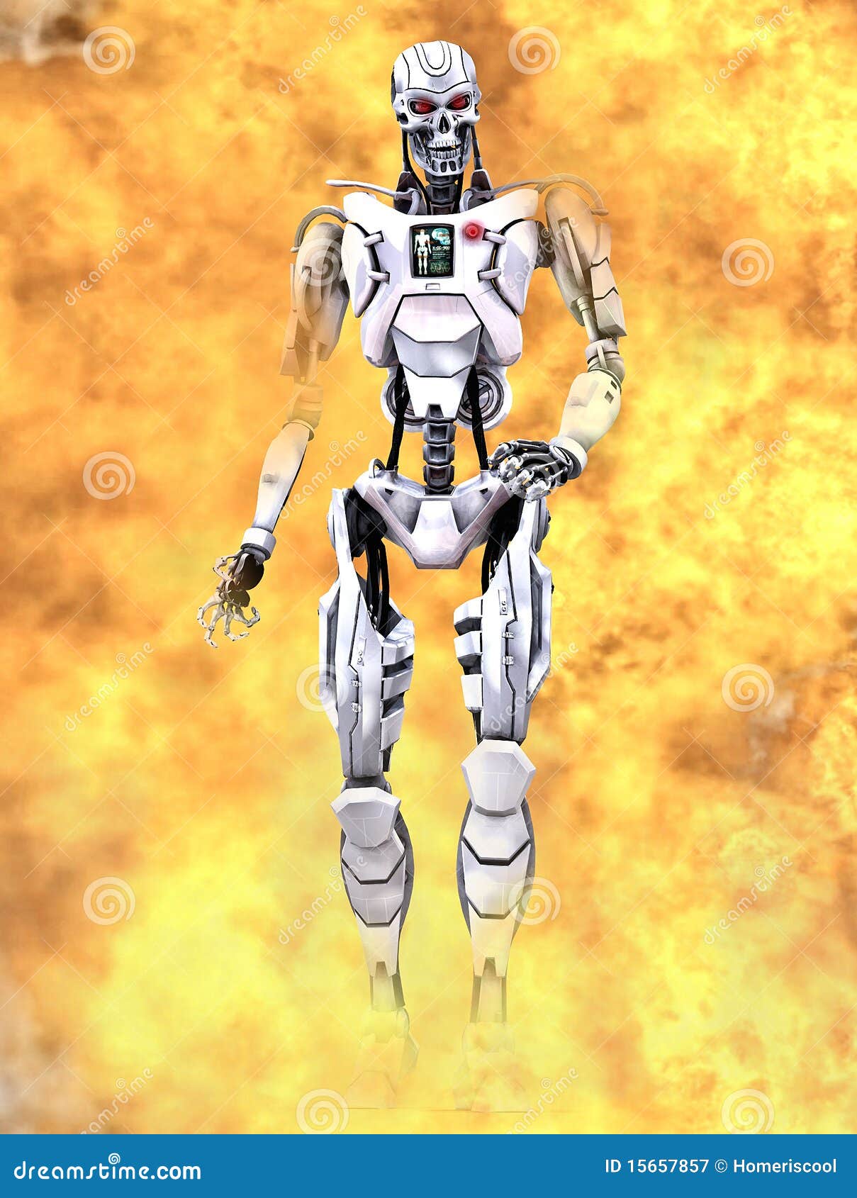 Robot Walking through Flames - the Terminator Editorial
