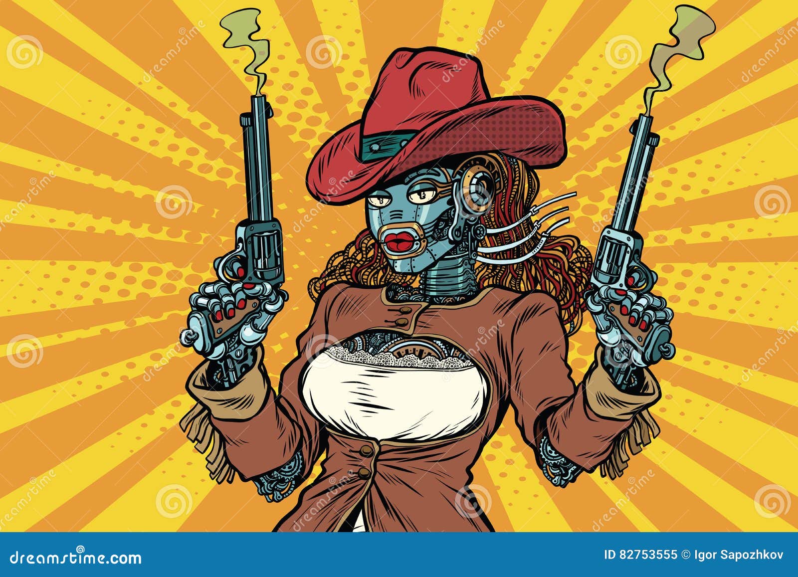 Woman Gangster Steampunk Wild West Stock - Illustration of gangster, adventure: 82753555