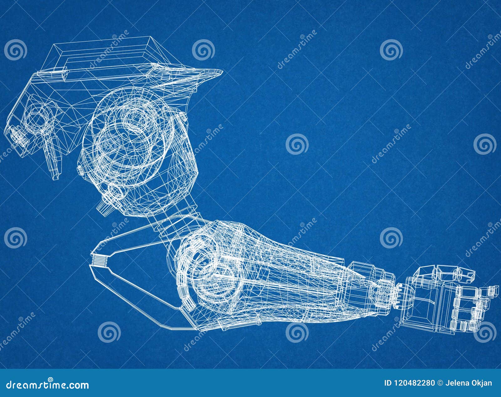 Robotic Arm Design Concept Architect Blueprint Illustration - Illustration blueprint, drawing: 120482280