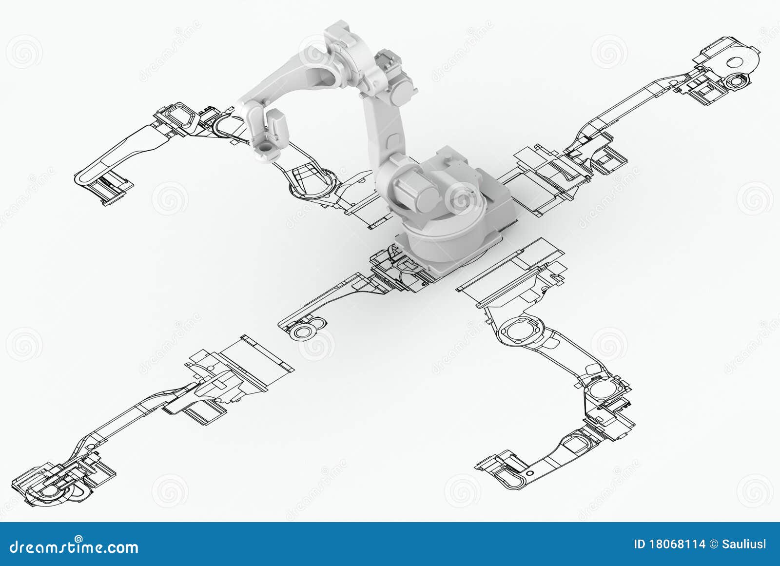 Robotic Arm Plan with 3d Illustration - of pencil, printout: 18068114