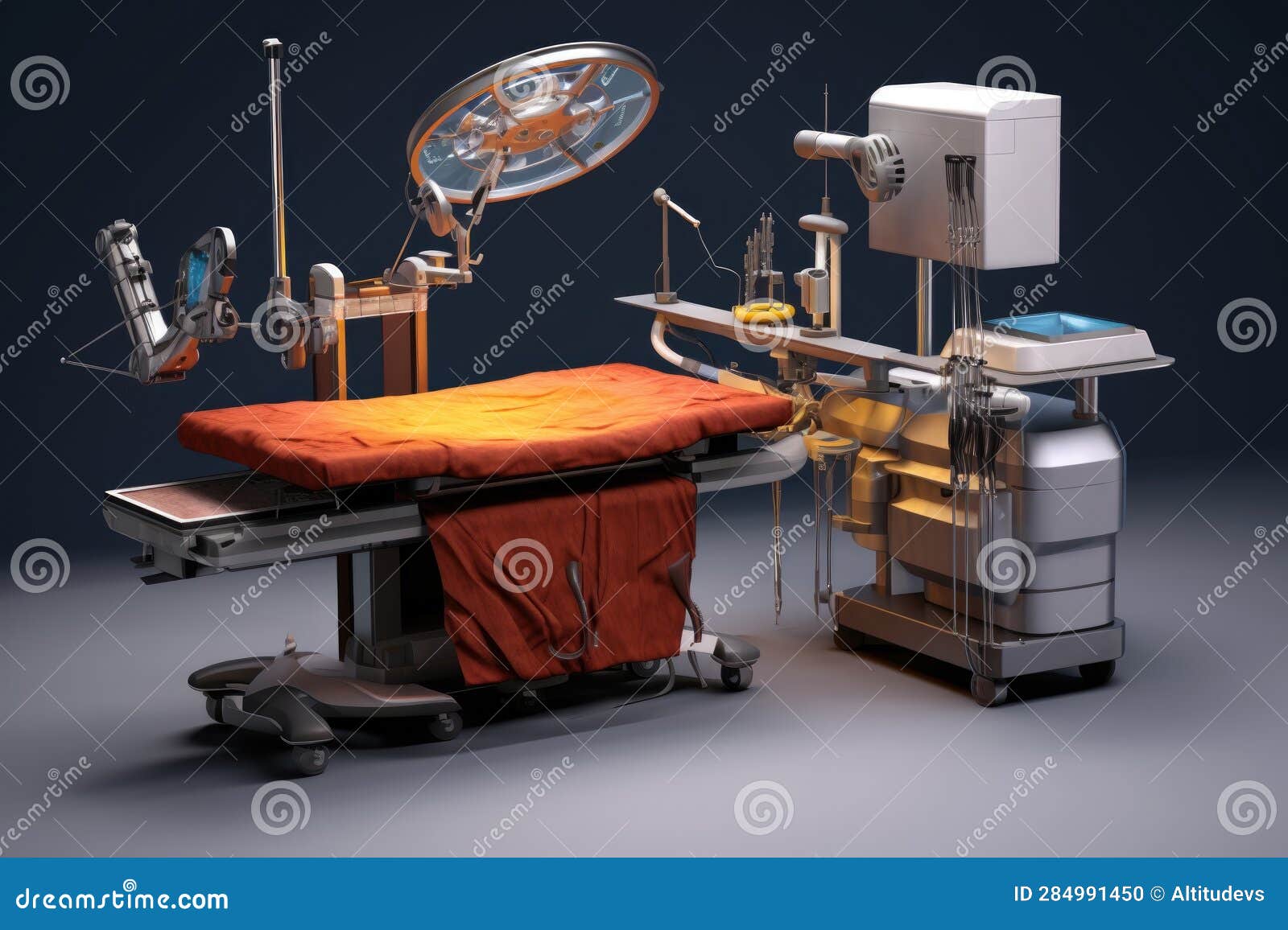 Roboticassisted Thymectomy Equipment Setup Stock Illustration