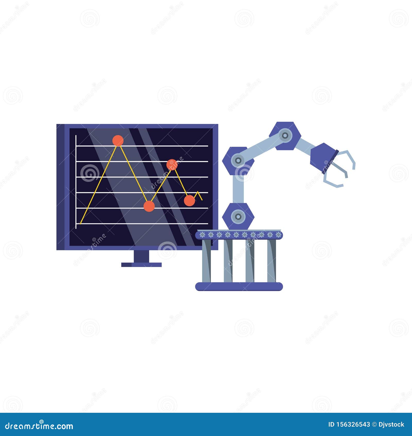 Robotic Hand Industrial with Computer Display Stock Illustration