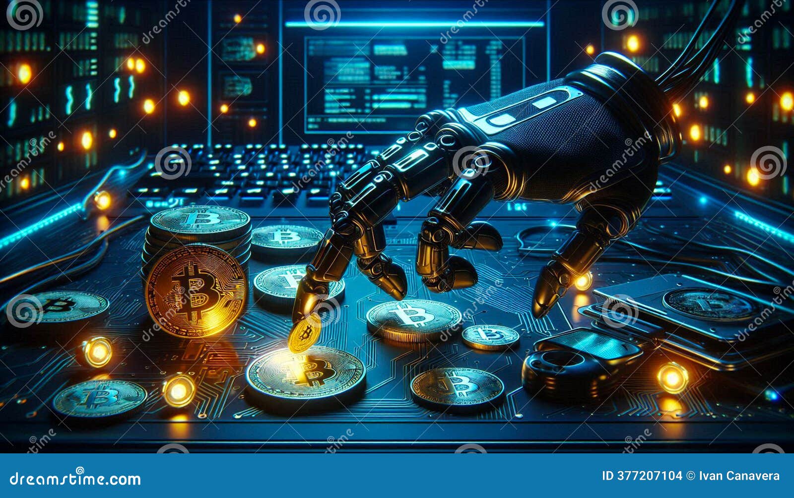 Robotic Hand Stealing Cryptocurrency Coins and Digital Wallets Stock  Illustration - Illustration of blockchain, fintech: 377207104
