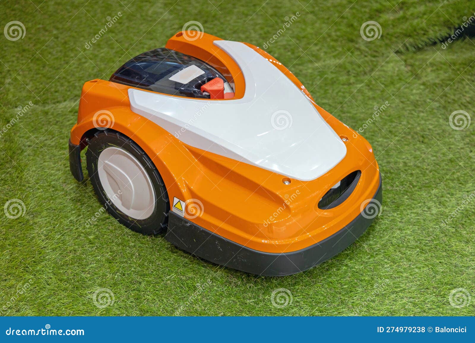 Robotic Lawn Mower stock photo. Image of gardening, wheels 274979238