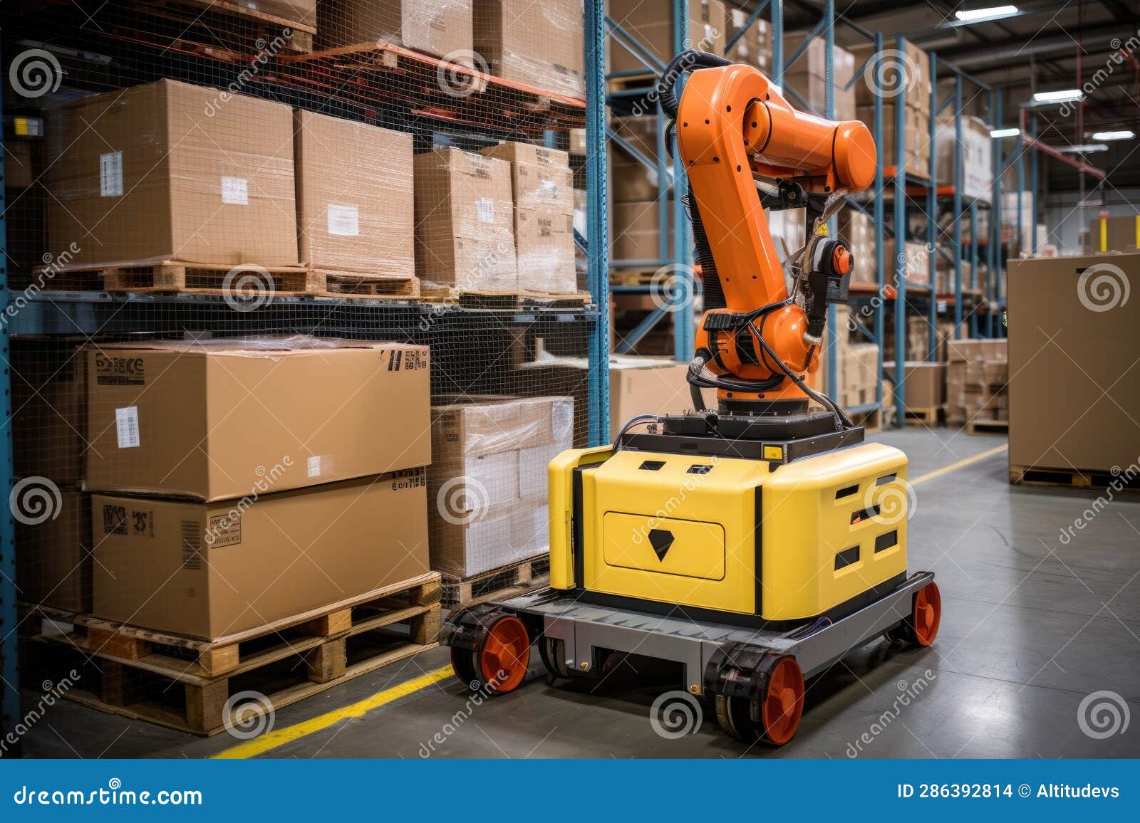 Robotic Maintenance System for Warehouse Equipment Stock Photo Image