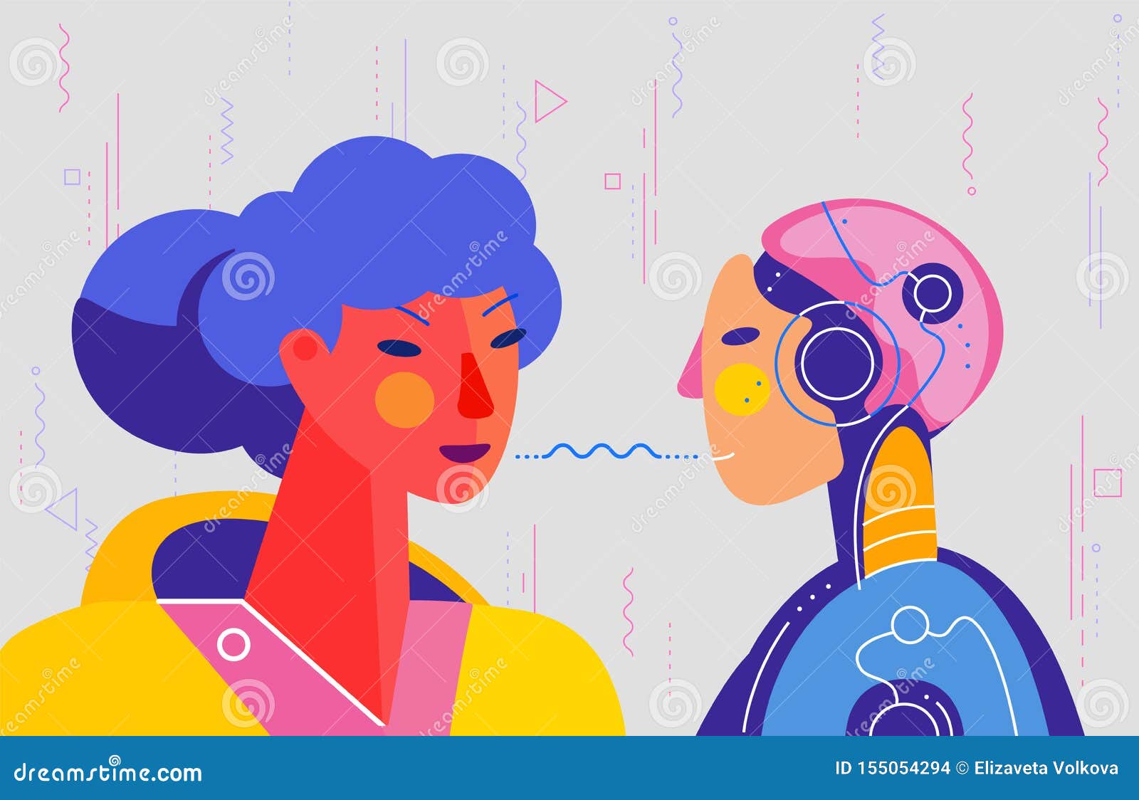 Robotic Voice Assistant Concept Banner. Trendy Character Design ... Circuit Diagram