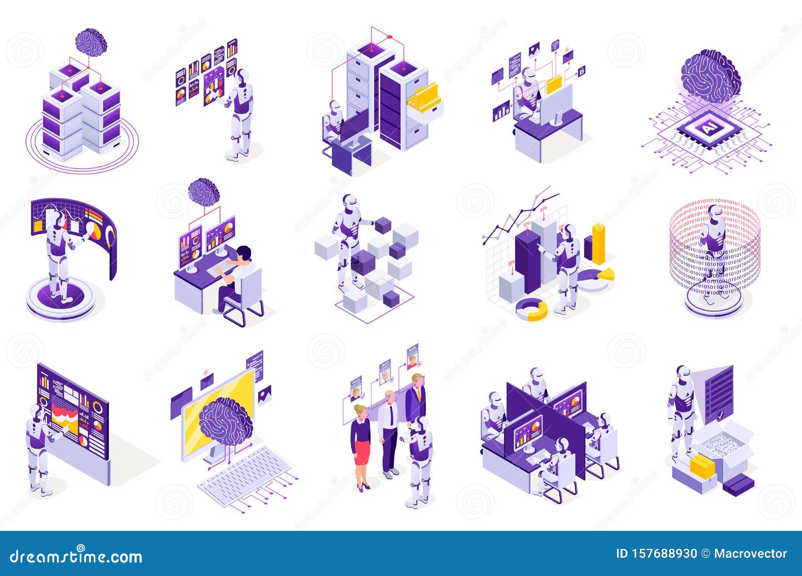 Robotics Isometric Icons Collection Stock Vector - Illustration of ...