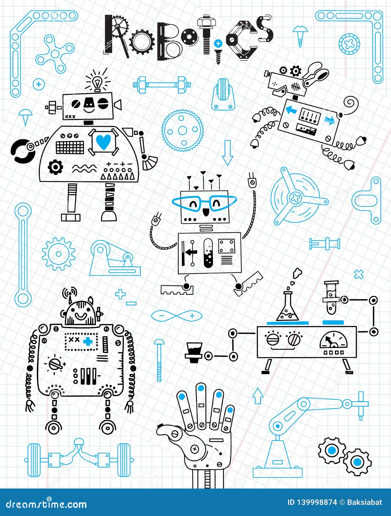 Græder screech Udstyre Robotics for Kids. Set of Design Elements. Robots and Details for  Construction Stock Vector - Illustration of character, metal: 139998874