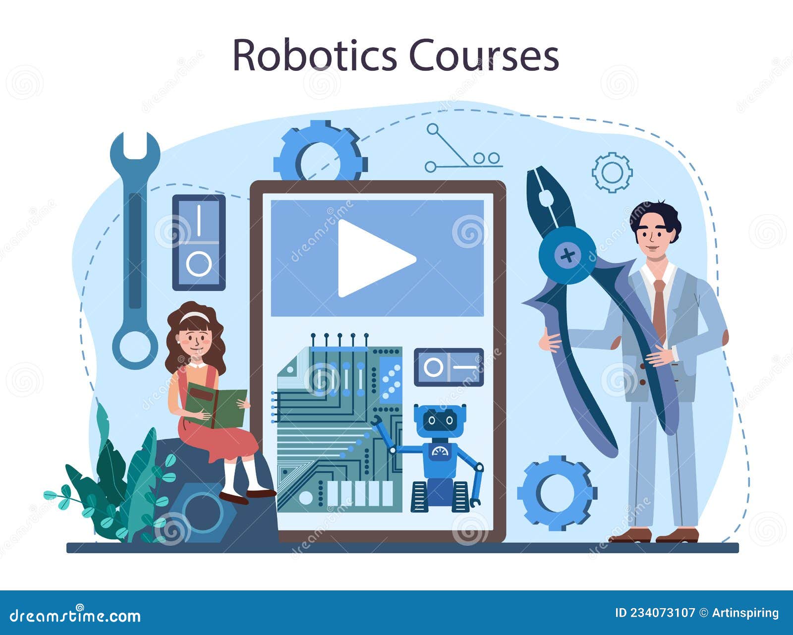 Robotics School Subject Online Service or Platform. Students Learning