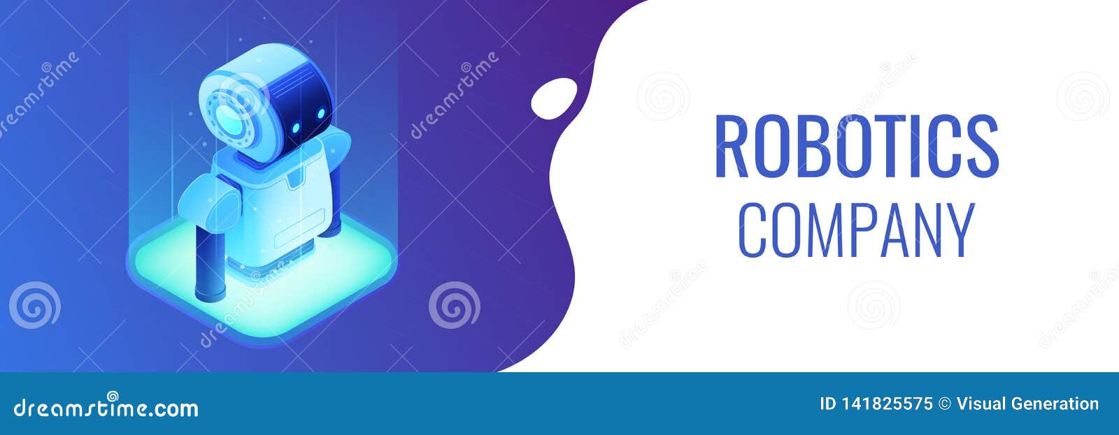 Robotics Technology Isometric 3D Banner Header. Stock Vector