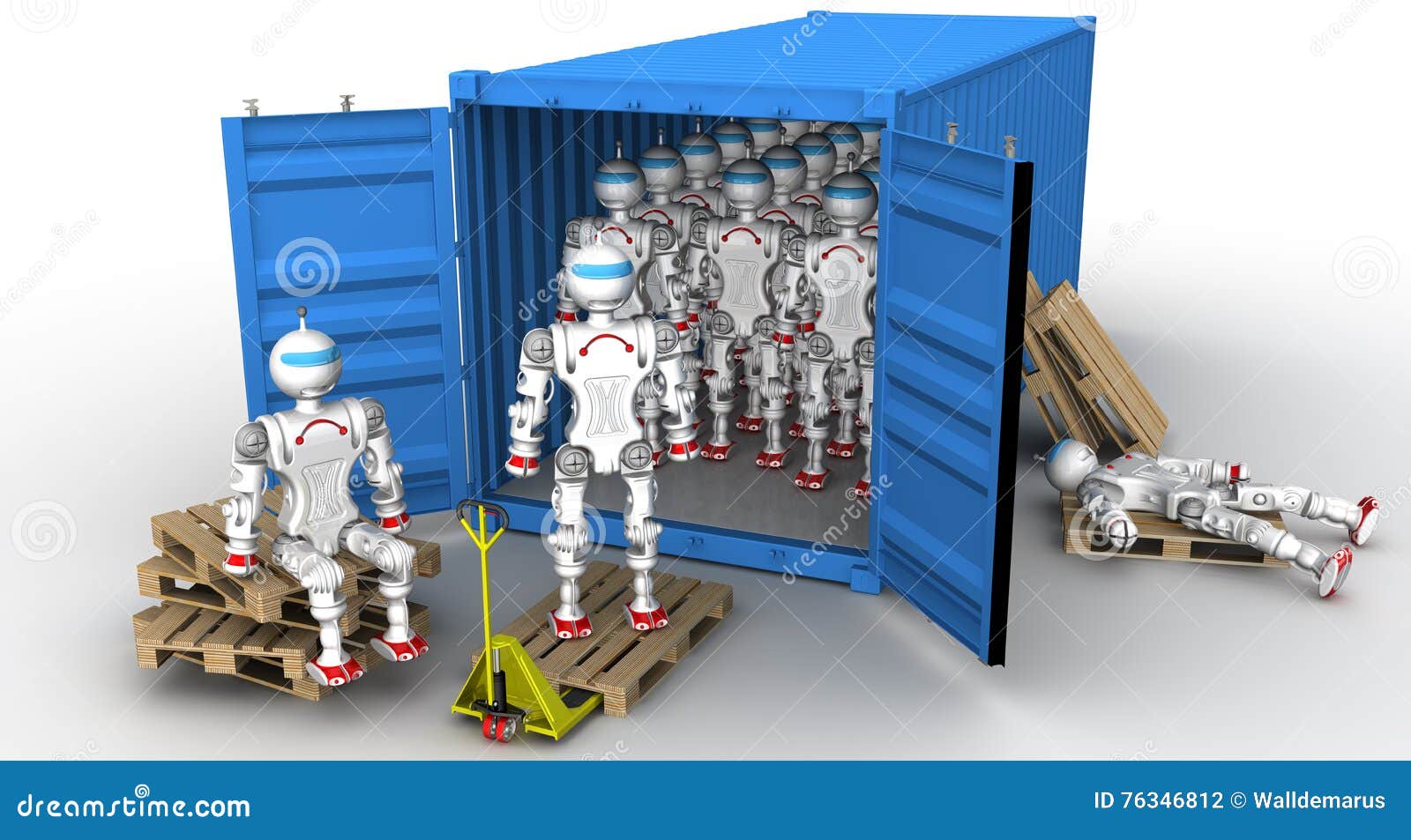 Robots in the Cargo Container Stock - Illustration of machine, robots: 76346812