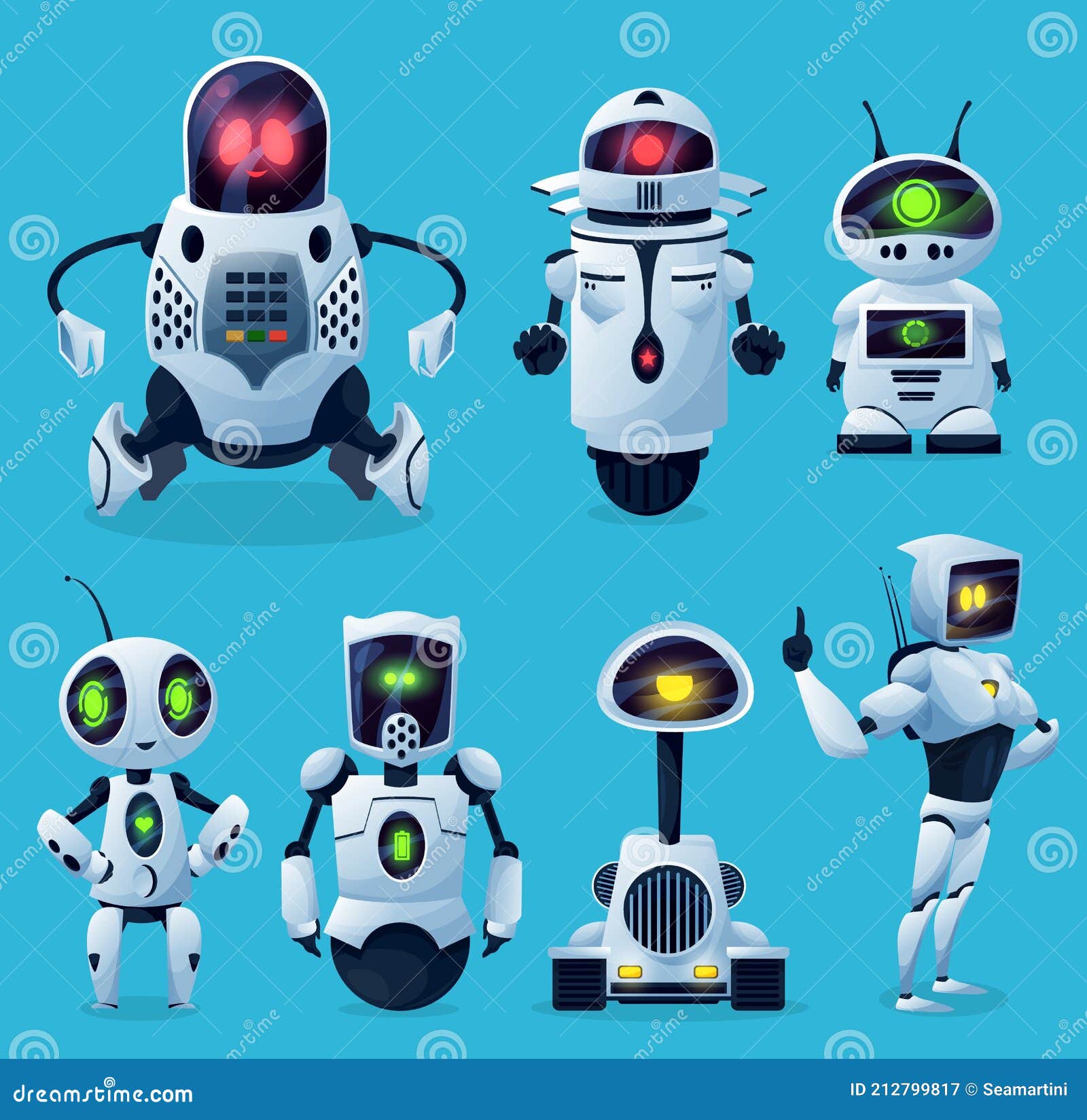 Reconocimiento es inutil Compulsión Robots Dibujos Animados Ai Chatbots Y Bots Juguetes Para Niños Ilustración  del Vector - Ilustración de cabrito, juego: 212799817