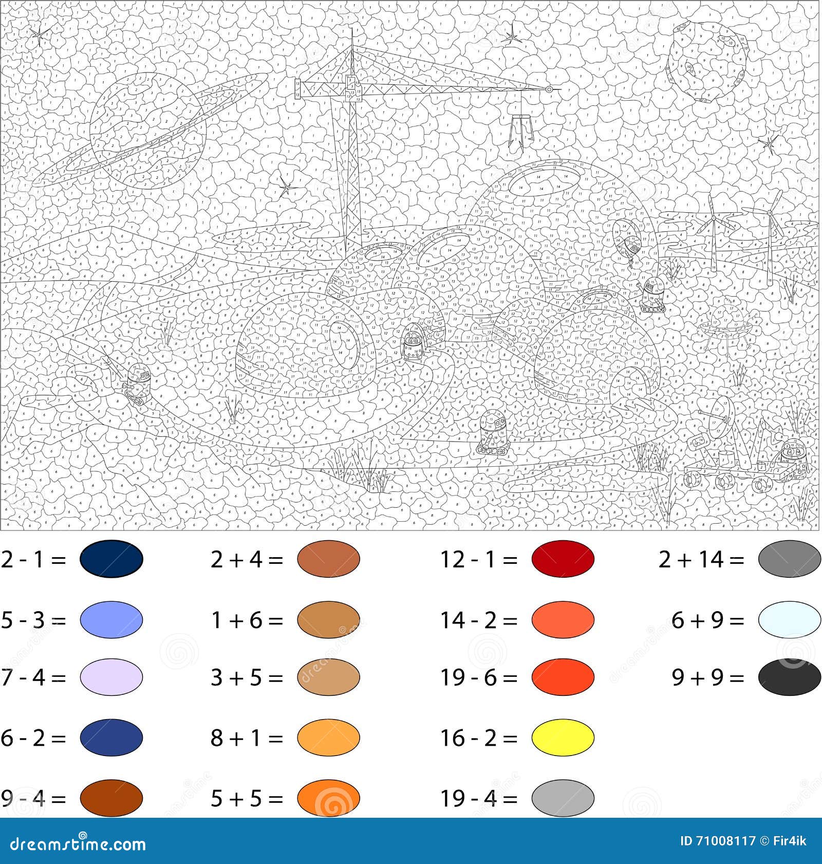 Robots And Futuristic Buildings On Mars Color By Number