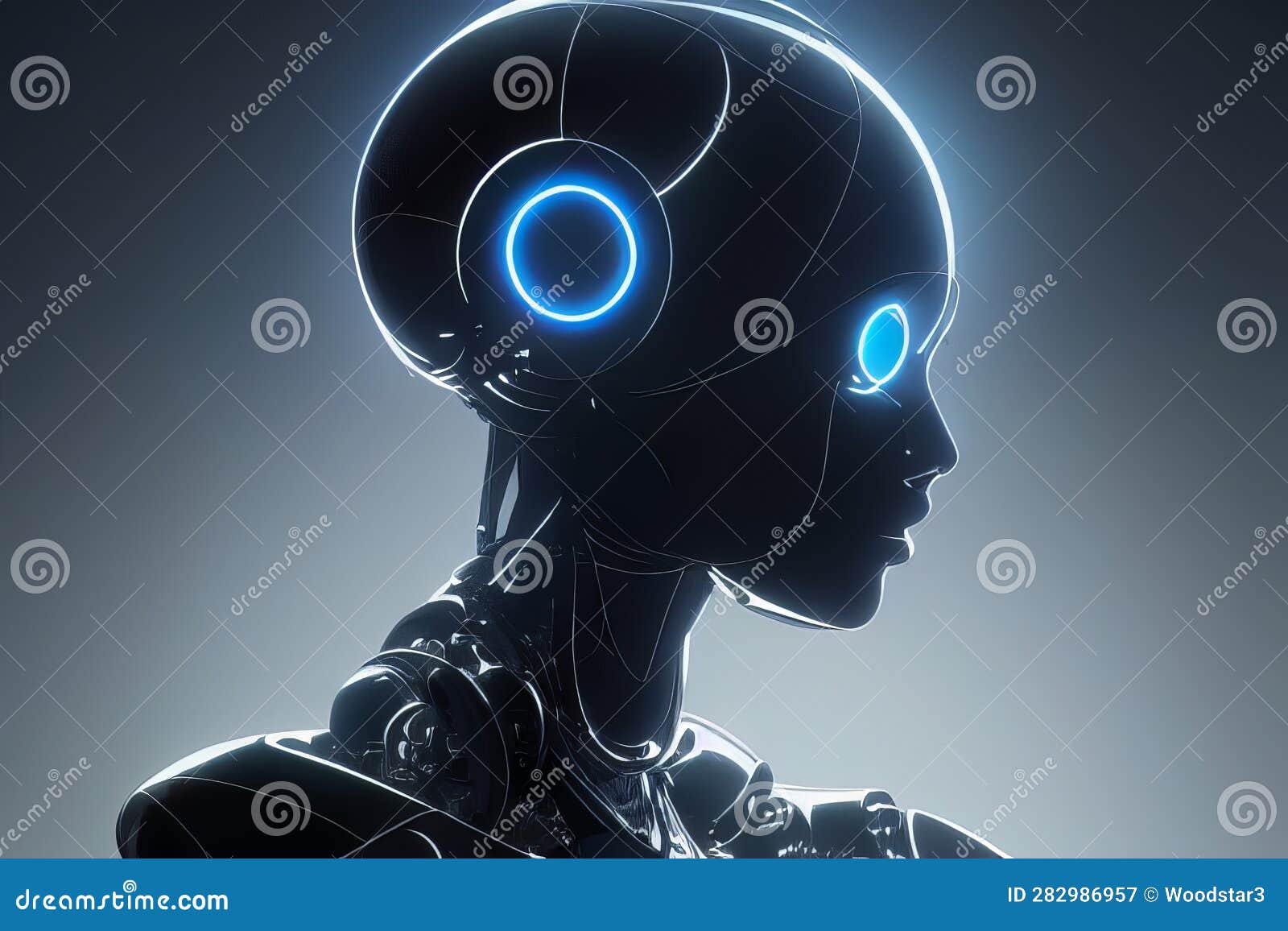 Robots. Futuristic Interpretation Future 2025.Virtual Reality Stock