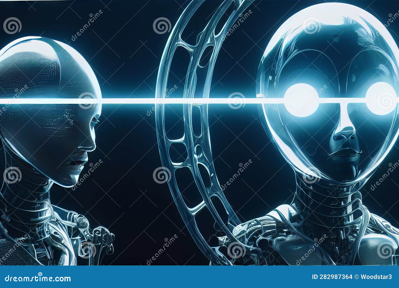 Robots. Futuristic Interpretation Future 2025.Virtual Reality Stock