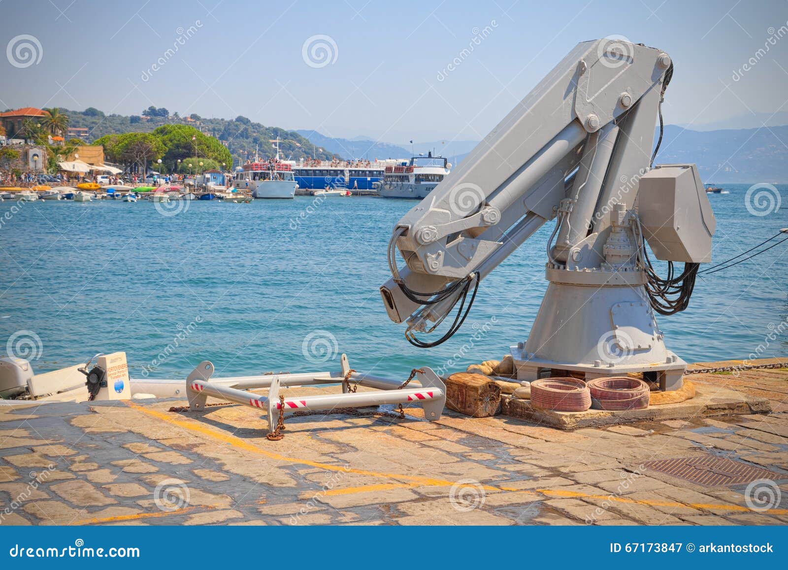 Robots, Mechanical Arm for Lifting and Launching Boats Stock Image