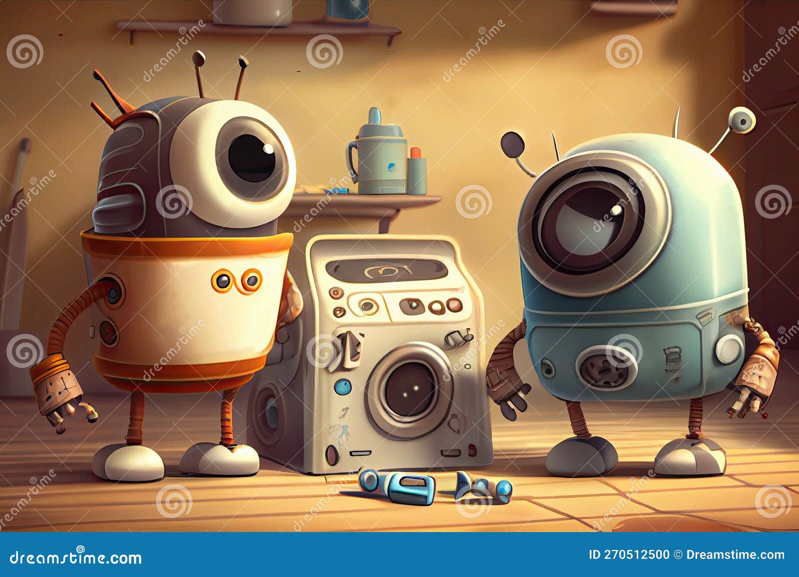 Robots Performing Household Tasks Generative AI Illustration Stock Circuit Diagram