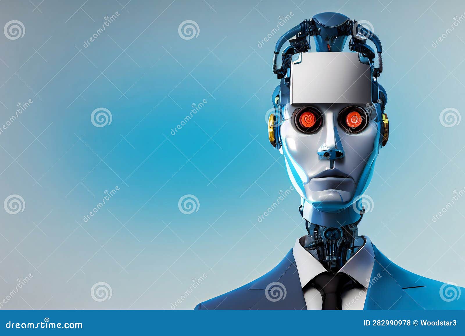 Robots. Robot Businessman. Futuristic Interpretation Future 2025