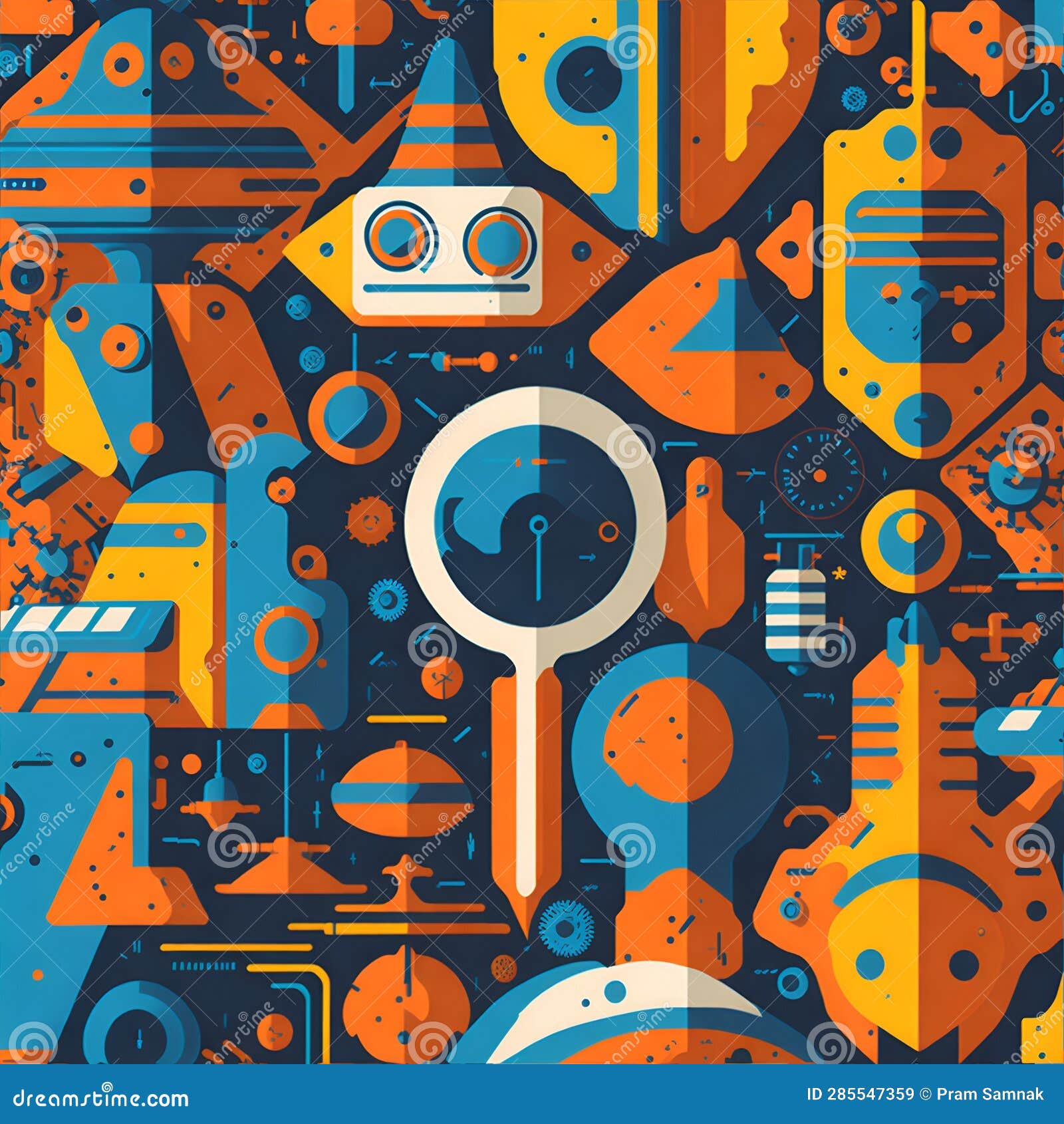 robots, spaceships graphic digital art patterns inspired by technology and science fiction. ai-generated.