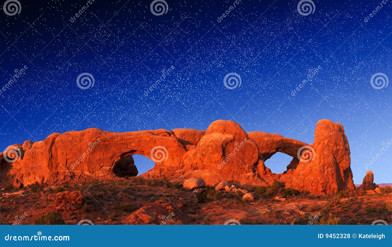 rock arch windows at night