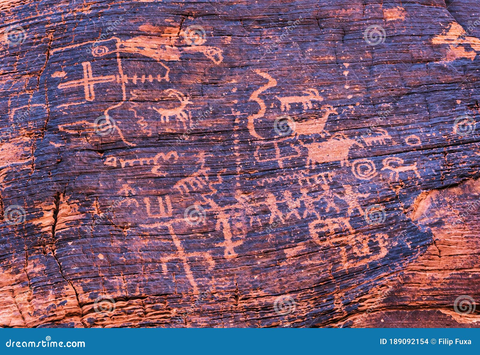 rock art by ancient native americans in valley of fire in usa