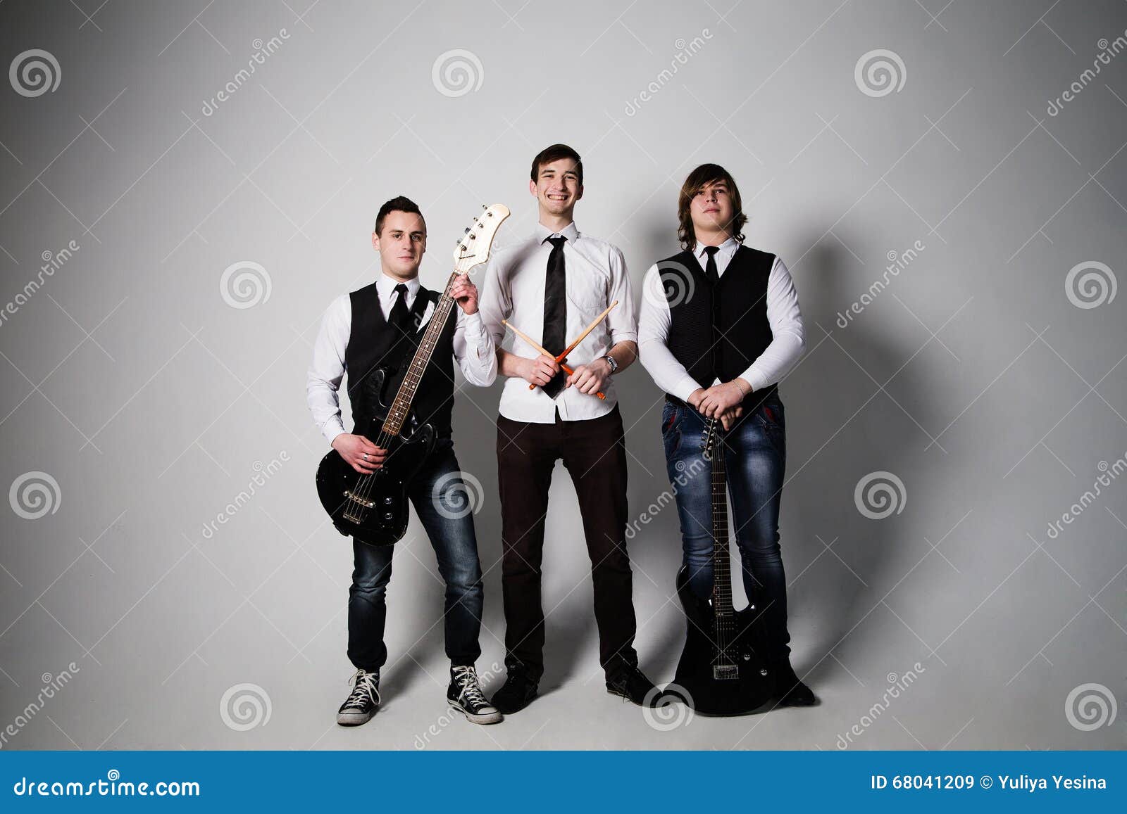 Rock Band Performing in a Studio Stock Image Image of male, play