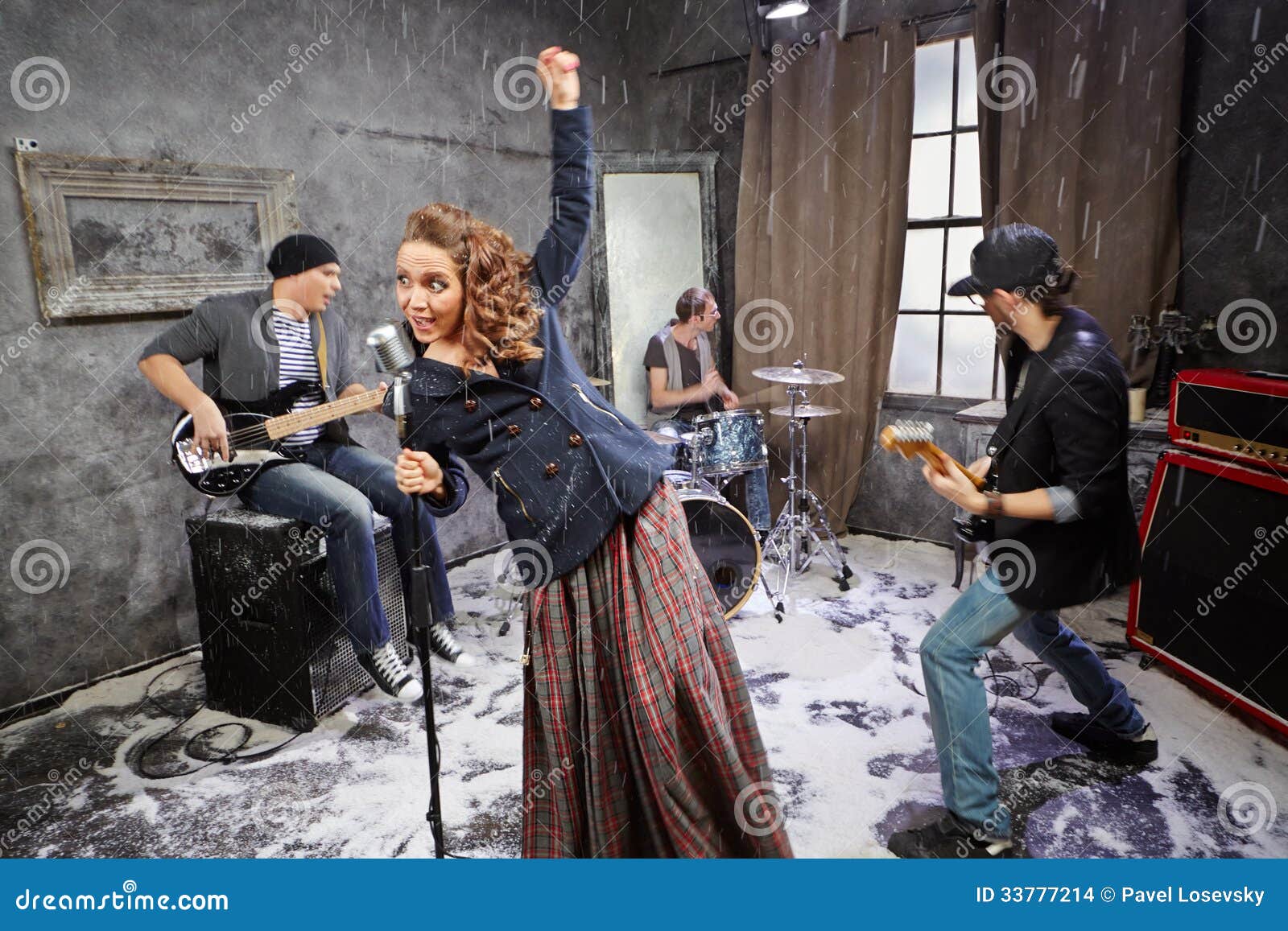 Rock Band Performs during Shooting Video Clip Stock Photo Image of
